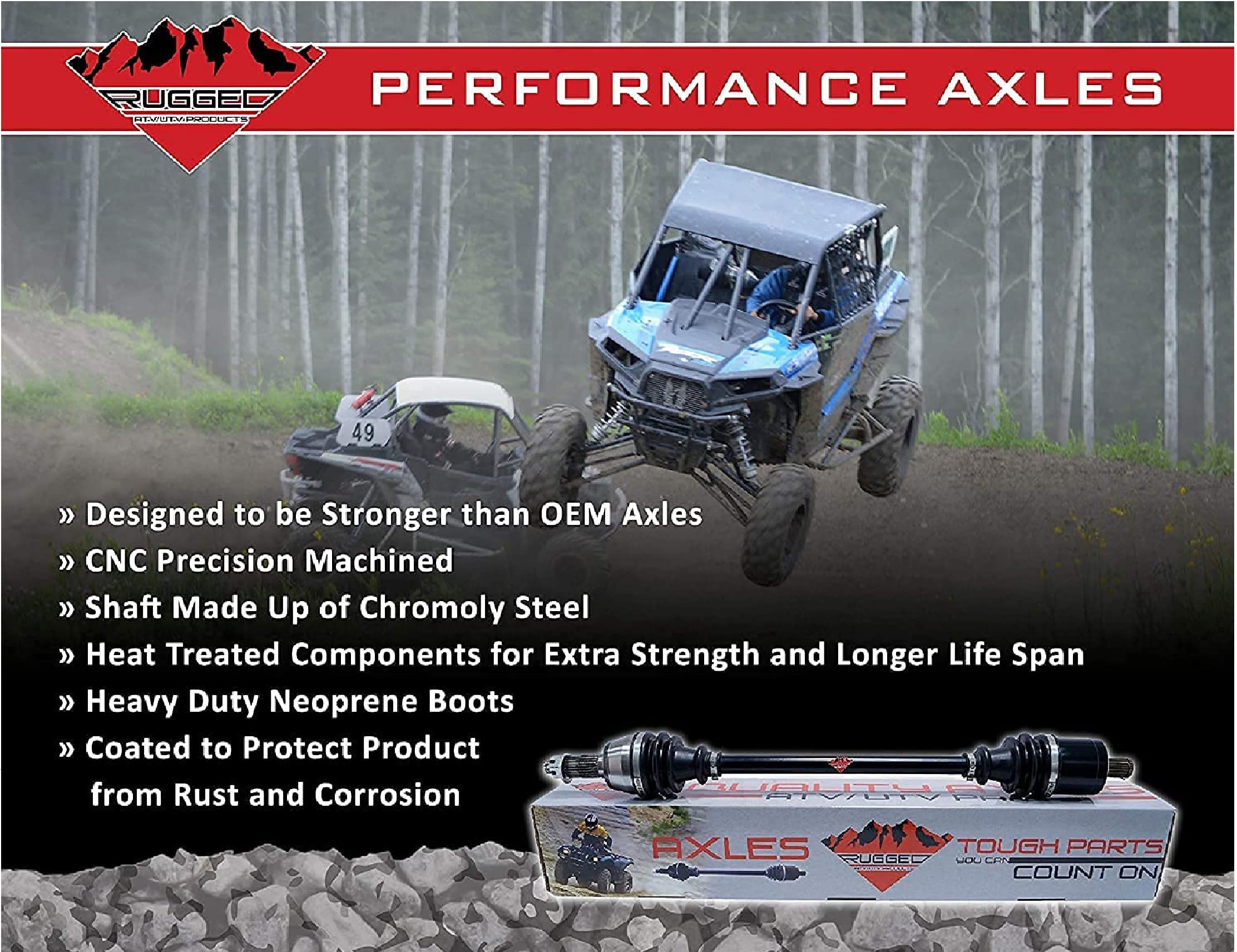 Front Left/Right Rugged Performance Axle for 2003 Polaris Magnum 330 4x4/ Sportsman 600/700, CNC Precision Components (See Fitments in Description) OEM: 1380199