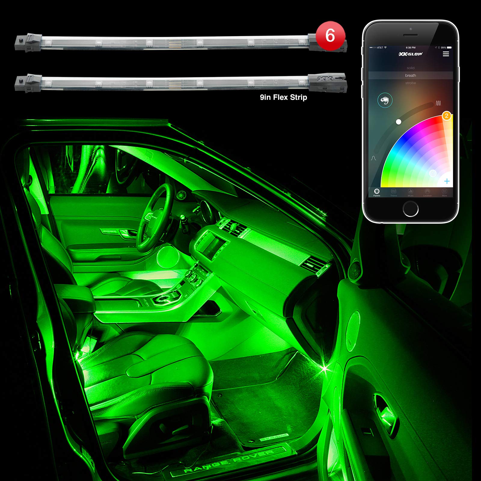 App Control XKGLOW Chrome Car Mini LED Accent Light Kit - Interior