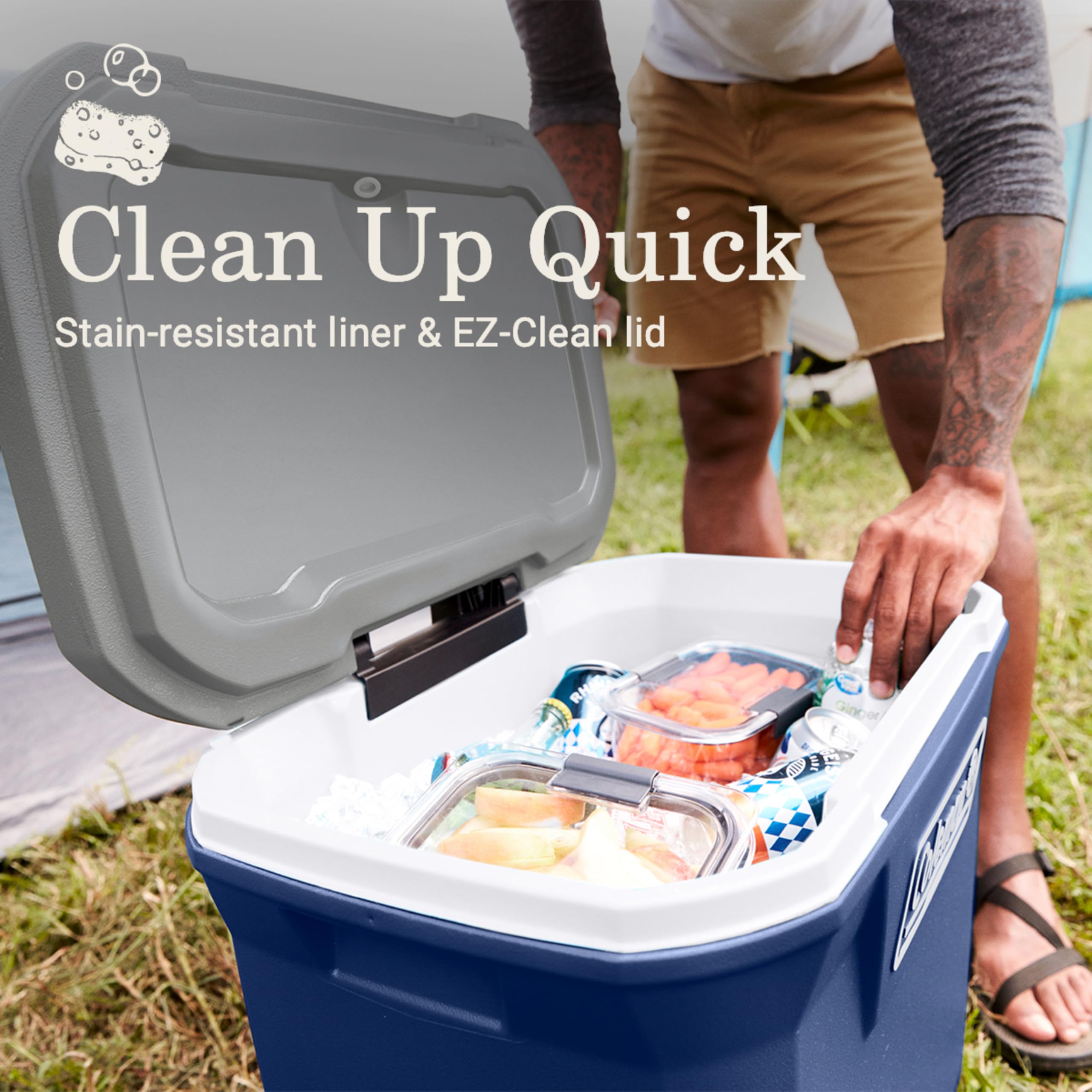 Coleman Insulated Classic Series Portable Rolling Cooler with Wheels, Leak-Resistant Outdoor Hard Cooler Keeps Ice up to 5 Days, 65-Quart
