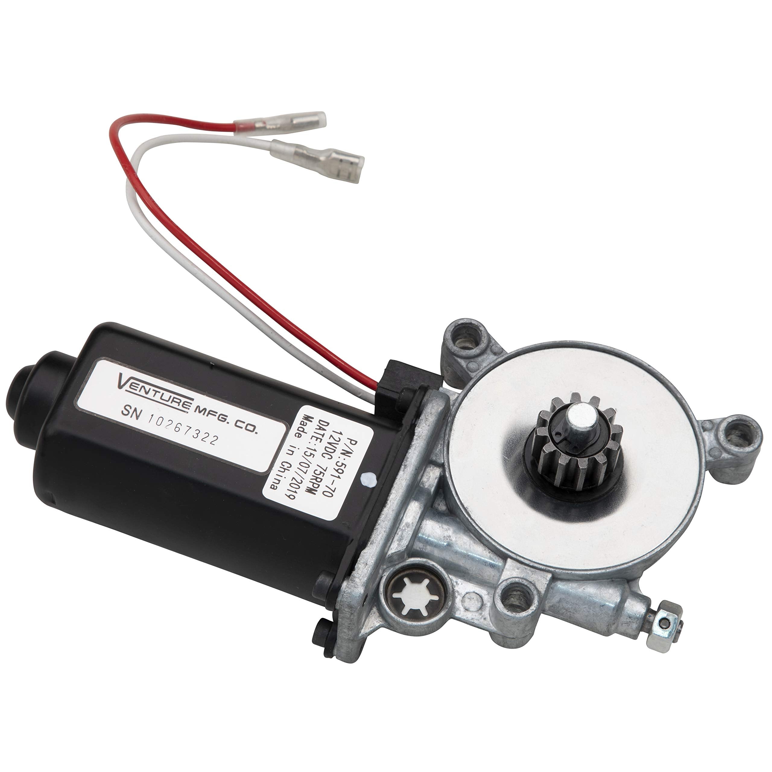 Lippert Solera Replacement Power Awning Motor with Dual Connectors, 12-Volt DC, 75-RPM, Fits Short, Flat or Pitched Awnings on 5th Wheel RVs, Travel Trailers, Motorhomes - 266149