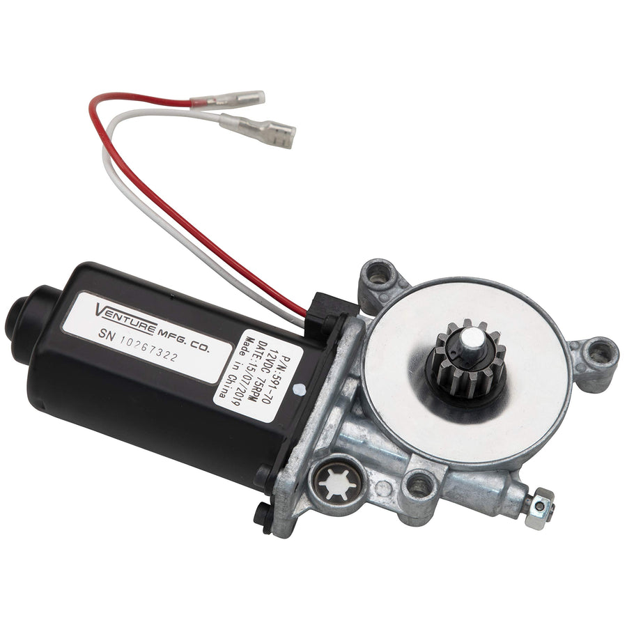 Lippert Solera Replacement Power Awning Motor with Dual Connectors, 12-Volt DC, 75-RPM, Fits Short, Flat or Pitched Awnings on 5th Wheel RVs, Travel Trailers, Motorhomes - 266149