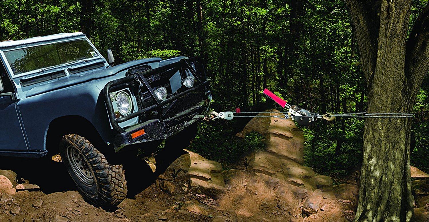Compact Power Puller Performance Tool W4003 1 Ton Capacity Winch, 6' Aircraft Cable, Removable Handle & Carrying Case for Easy Storage And Portability