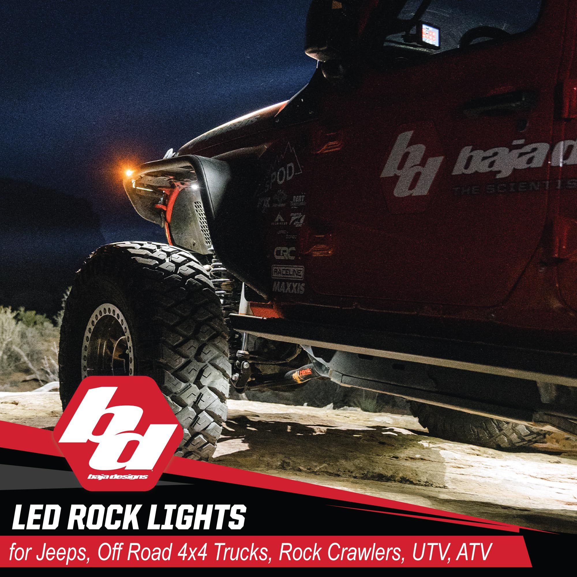 LED Rock Light Kit Baja Designs - 4 PCS. LED with Wiring Harness (White)