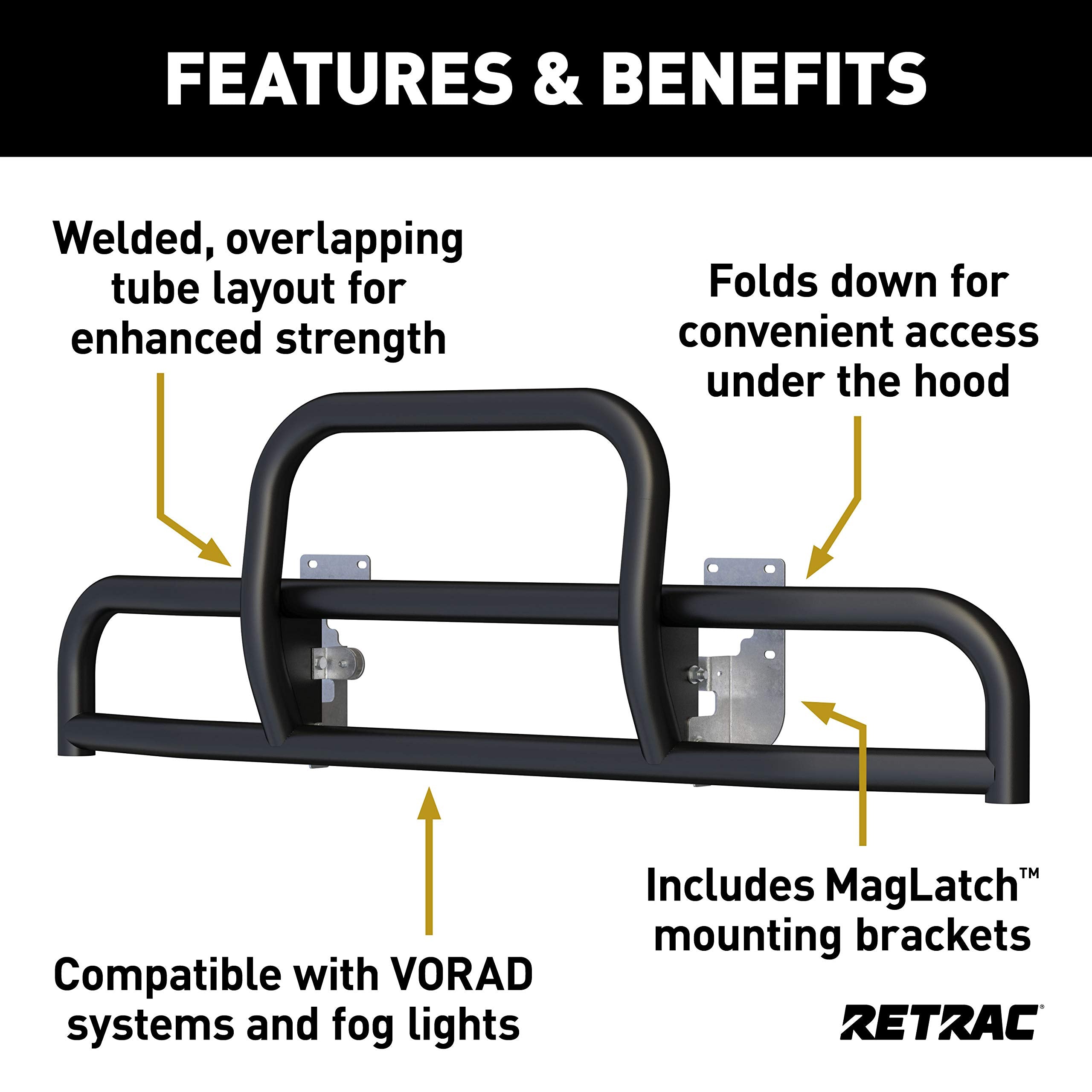 Tuff Guard II RETRAC 536695 Black Stainless Steel Semi Truck Bumper Guard, Select International LT625, ProStar