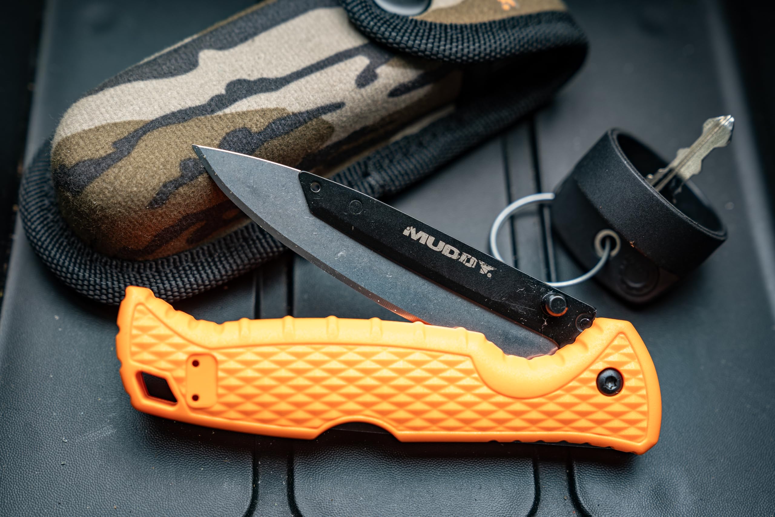3.5" Muddy REPLACE-A-BLADE KNIFE / 5 BLADES + POUCH, Orange