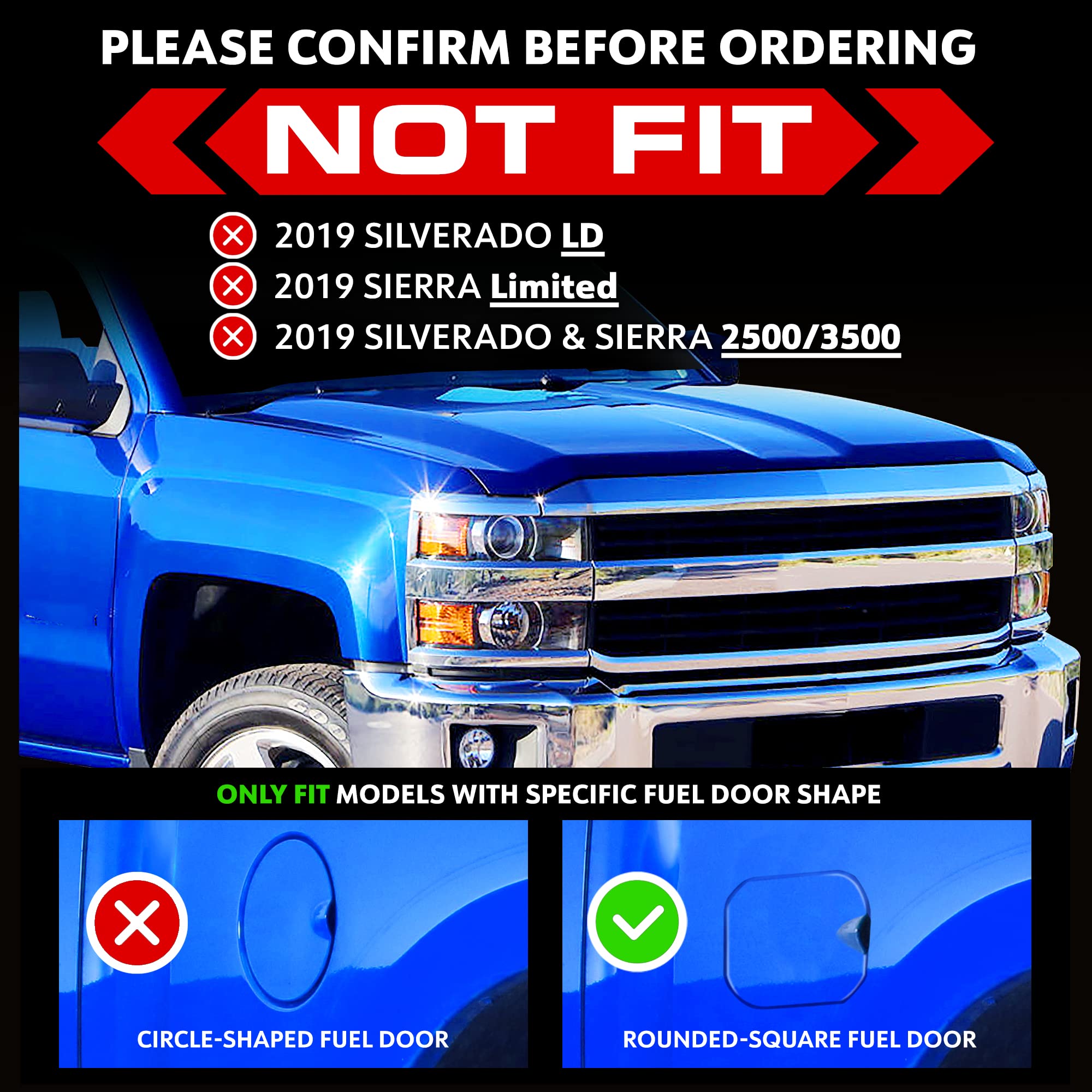 Tyger Auto Kobra Tyger Running Boards Compatible with 2019-2026 Chevy Silverado GMC Sierra 1500; 2020-2026 2500 3500HD | Crew Cab | TG-KB2C25001 | Textured Black Drop Step Rail