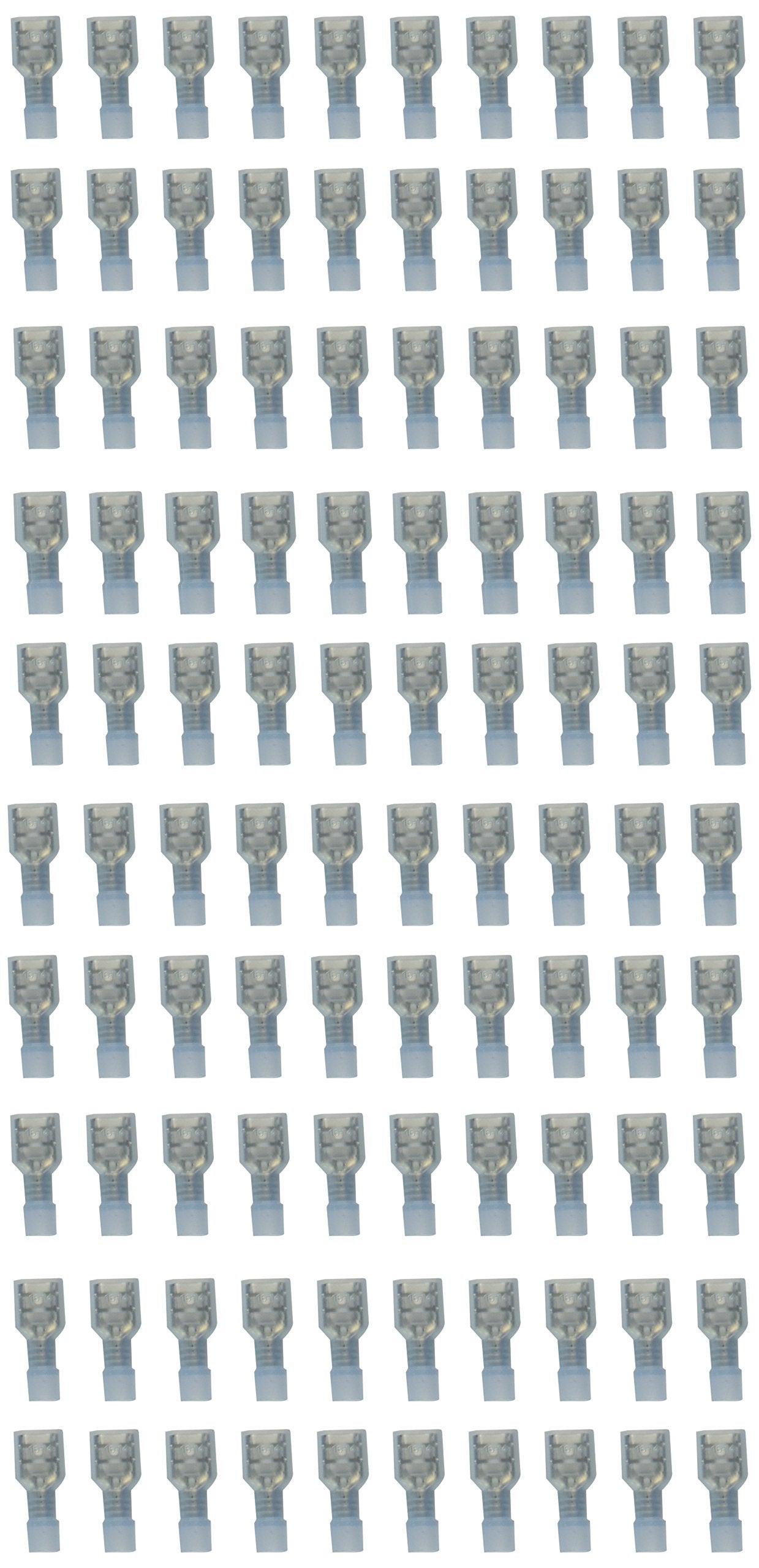 Nylon American Terminal 80250 .25" Fully Insulated Quick-Disconnect Terminals, 100 Pack (16-14 Gauge, Female)