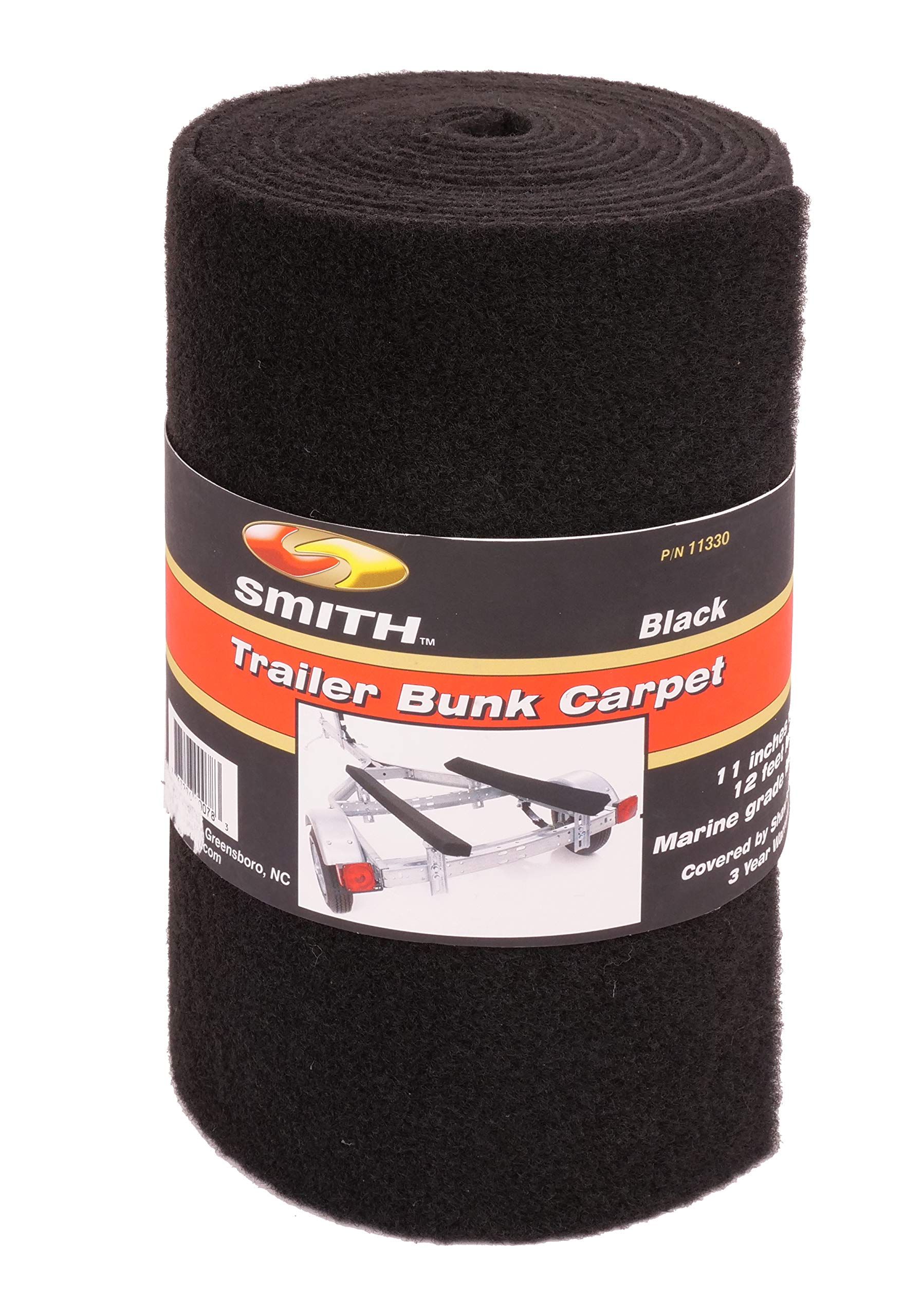 Trailer Roll Carpet - CE Smith - Boat & Trailer Accessories & Replacement Part - 11” x 12’ - Black (11330)
