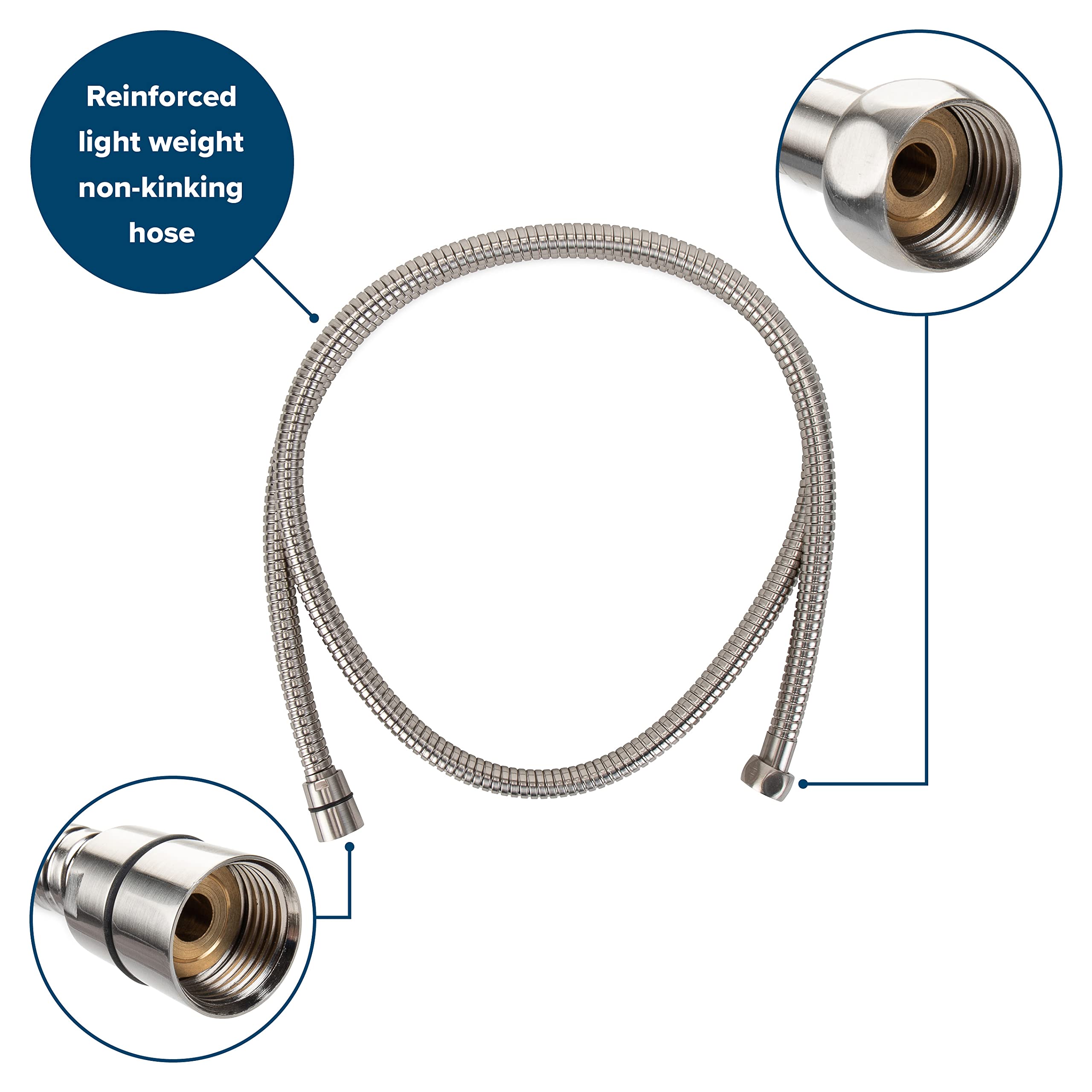 Complete Camco RV/Marine Shower Head Kit | Features Convenient On/Off Switch for Water Efficient Showers | 5 Spray Patterns | Brushed Nickel (43747)