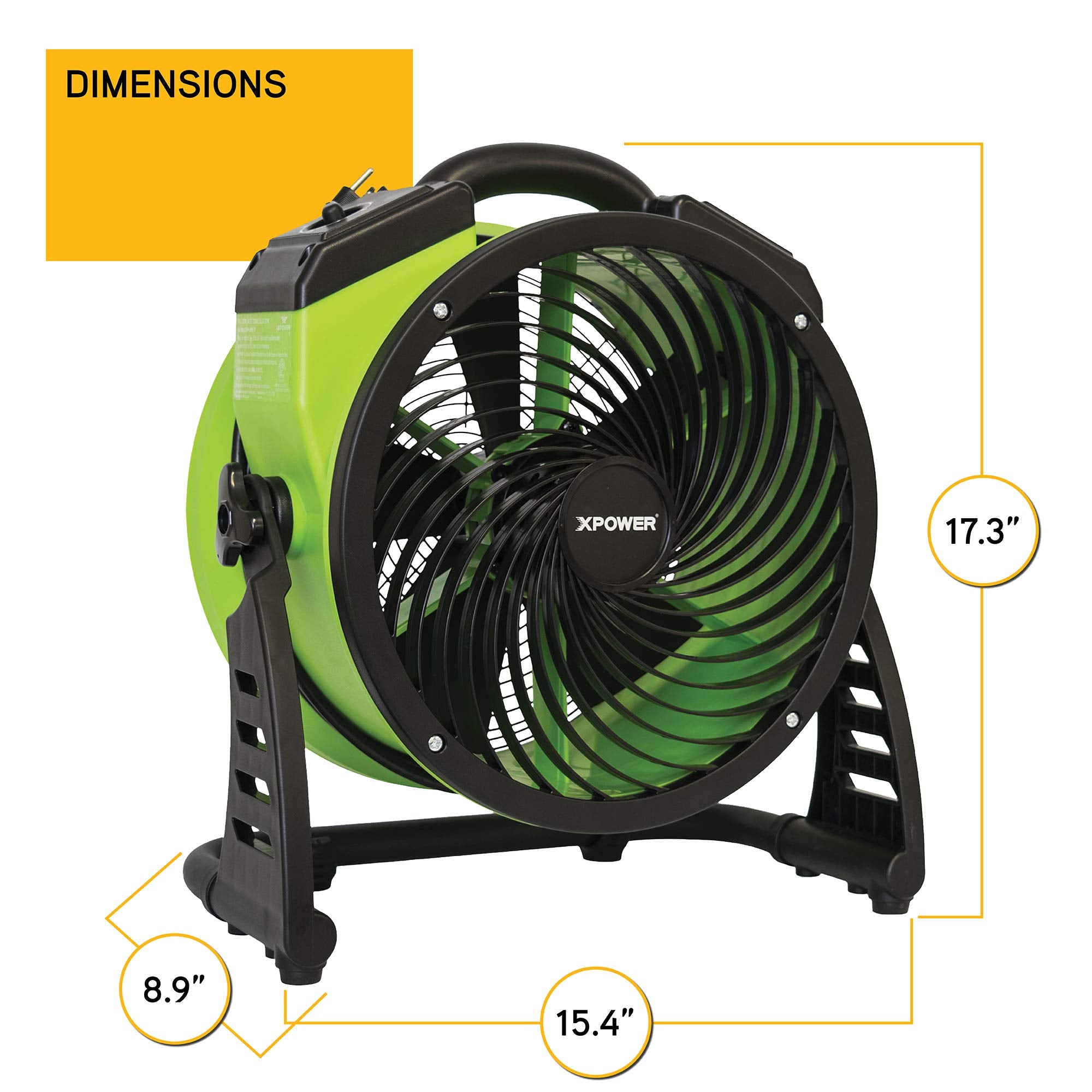 Heavy Duty XPOWER FC-200 High Velocity Whole Room Air Mover Air Circulator Utility Floor Fan, 4 Speeds, Timer, 13 inch, 1300 CFM