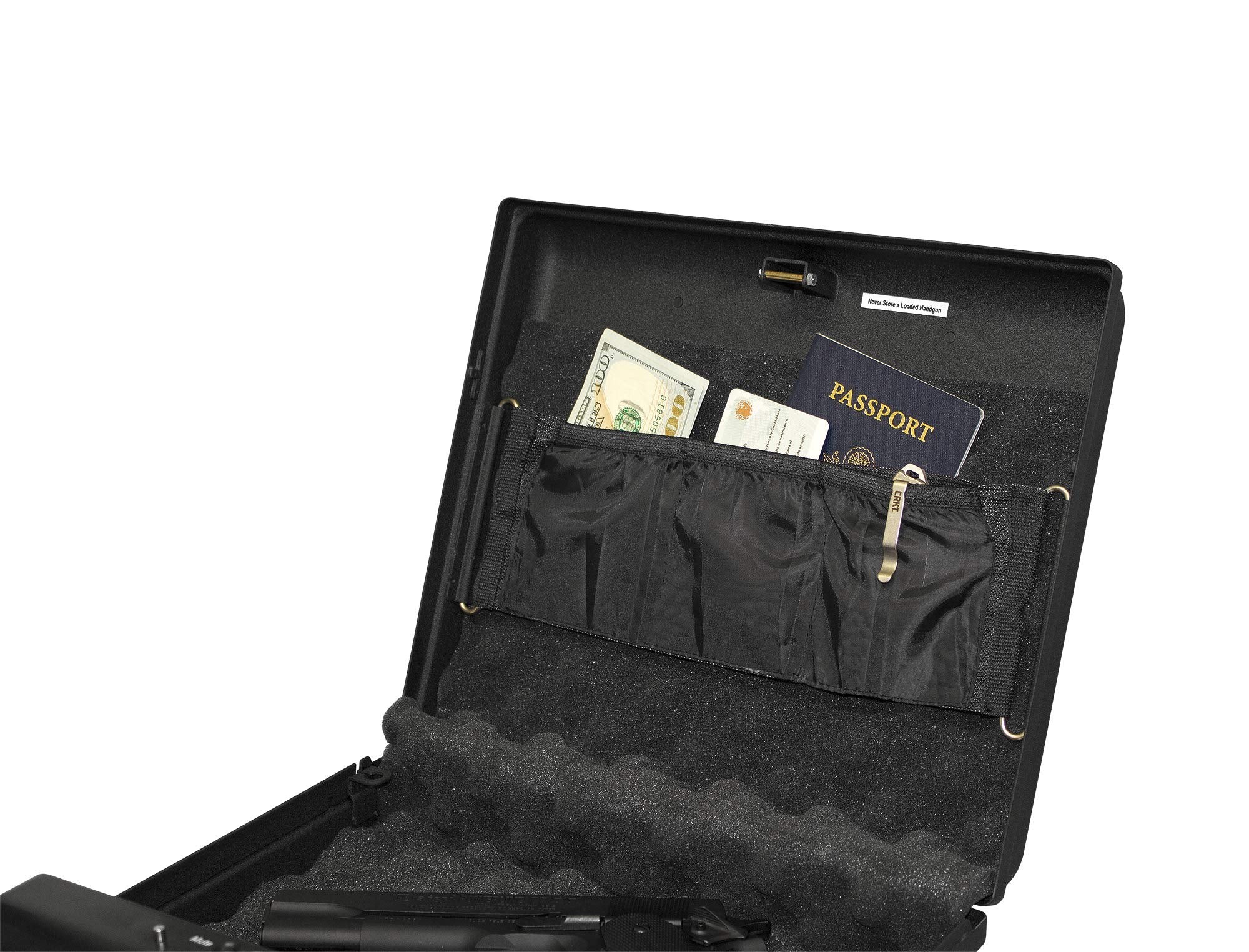 GunVault Portable MicroVault XL Handgun Safe with Patented No-Eyes Keypad and Security Cable (2 Pistol Capacity)