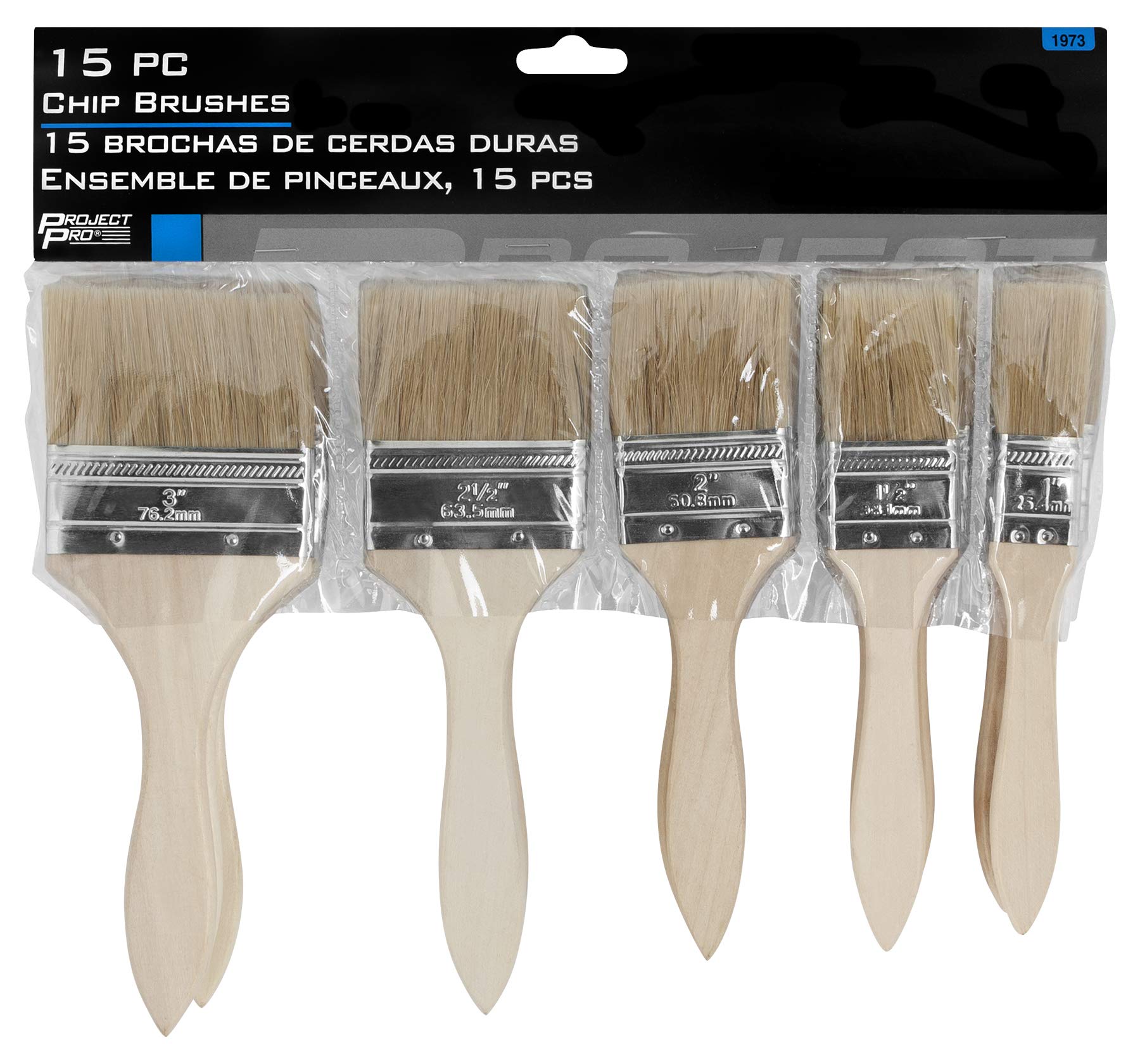 15pc Performance Tool Assorted Chip Brushes - Ideal for Painting, Gluing, Cleaning, and More