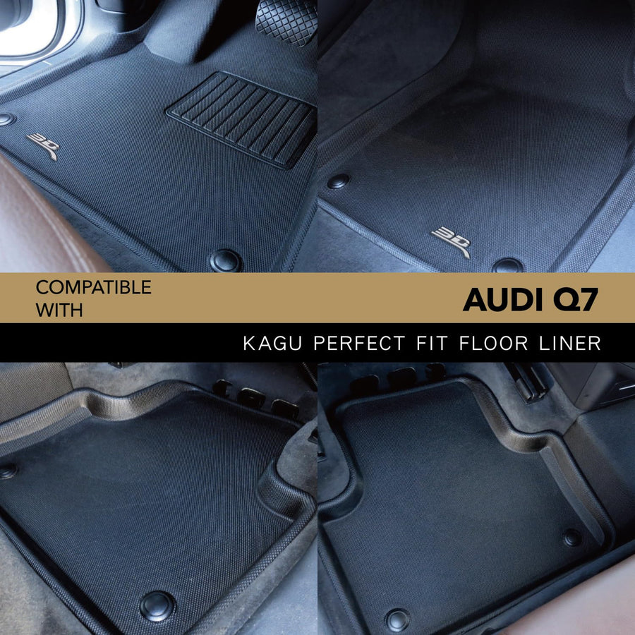 Compatible 3D MAXpider Kagu Floor Mat (Black) with Audi Q7 (4M) 2017-2025/SQ7 (4M) 2020-2025/Q8 2019-2025/SQ8/Rs Q8 2020-2025 - 1st & 2nd Row