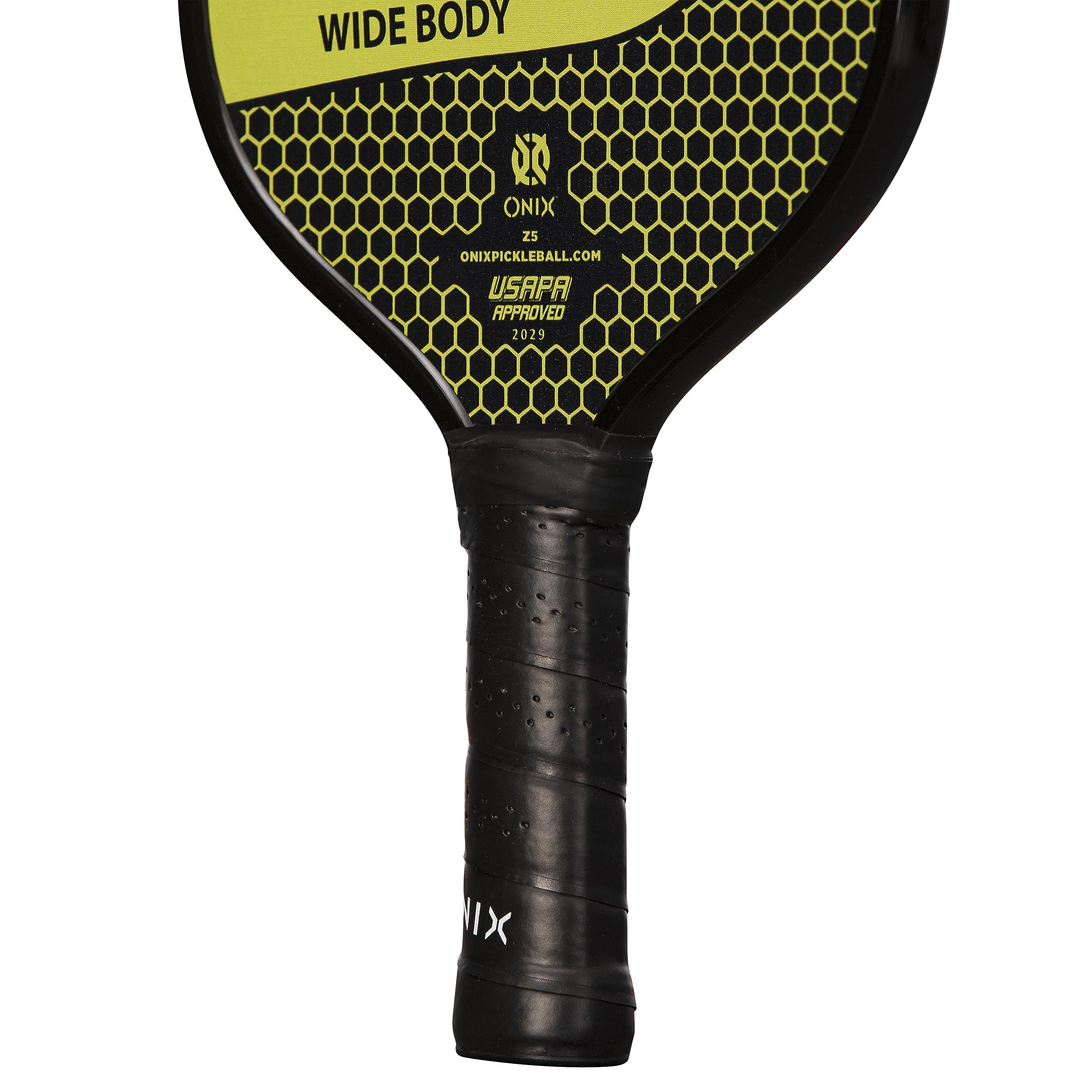 Graphite ONIX Z5 Pickleball Paddle (Graphite Carbon Fiber Face with Rough Texture Surface, Cushion Comfort Grip and Nomex Honeycomb Core for Touch, Control, and Power),Yellow