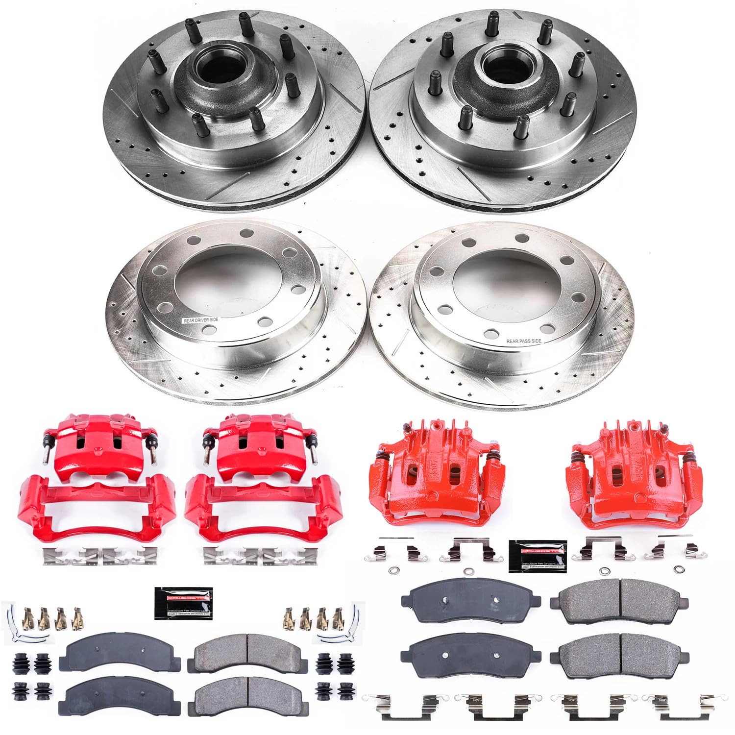 Power Stop 1-Click Performance Brake Kit KC1894A with Caliper For Ford Excursion 2000-2002, Ford F-250 Super Duty 2000-2002, Ford F-350 Super Duty 2000-2002 [Model Specific]