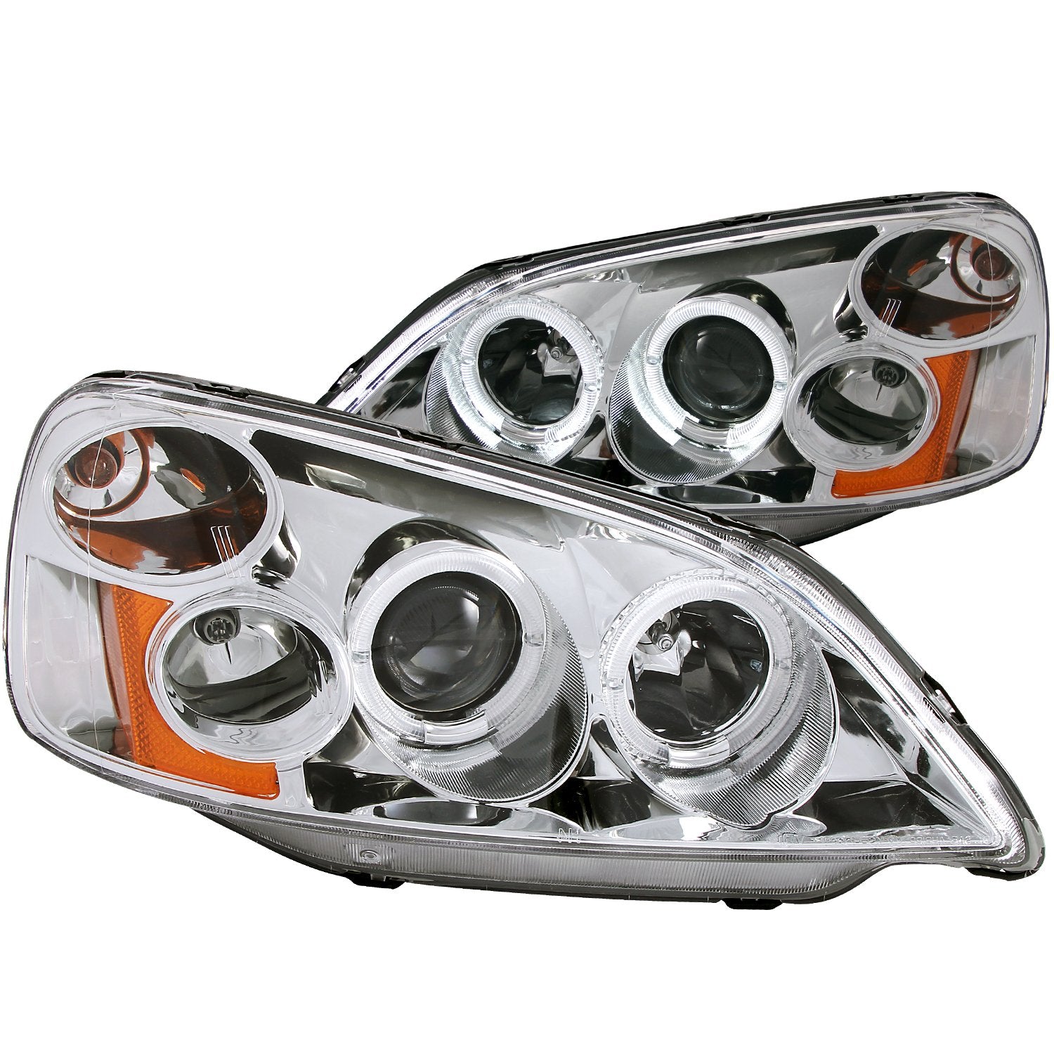 Honda Civic Anzo USA 121056 Projector with Halo Chrome Headlight Assembly - (Sold in Pairs)