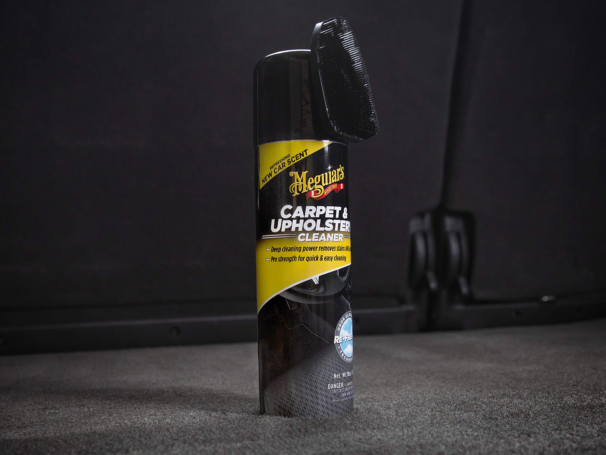 Meguiar's Pro-Strength Carpet & Upholstery Cleaner - Spray, Spot Cleaner for Carpet & Upholstery, Fights Odors, New Car Scent, 19 Oz Aerosol