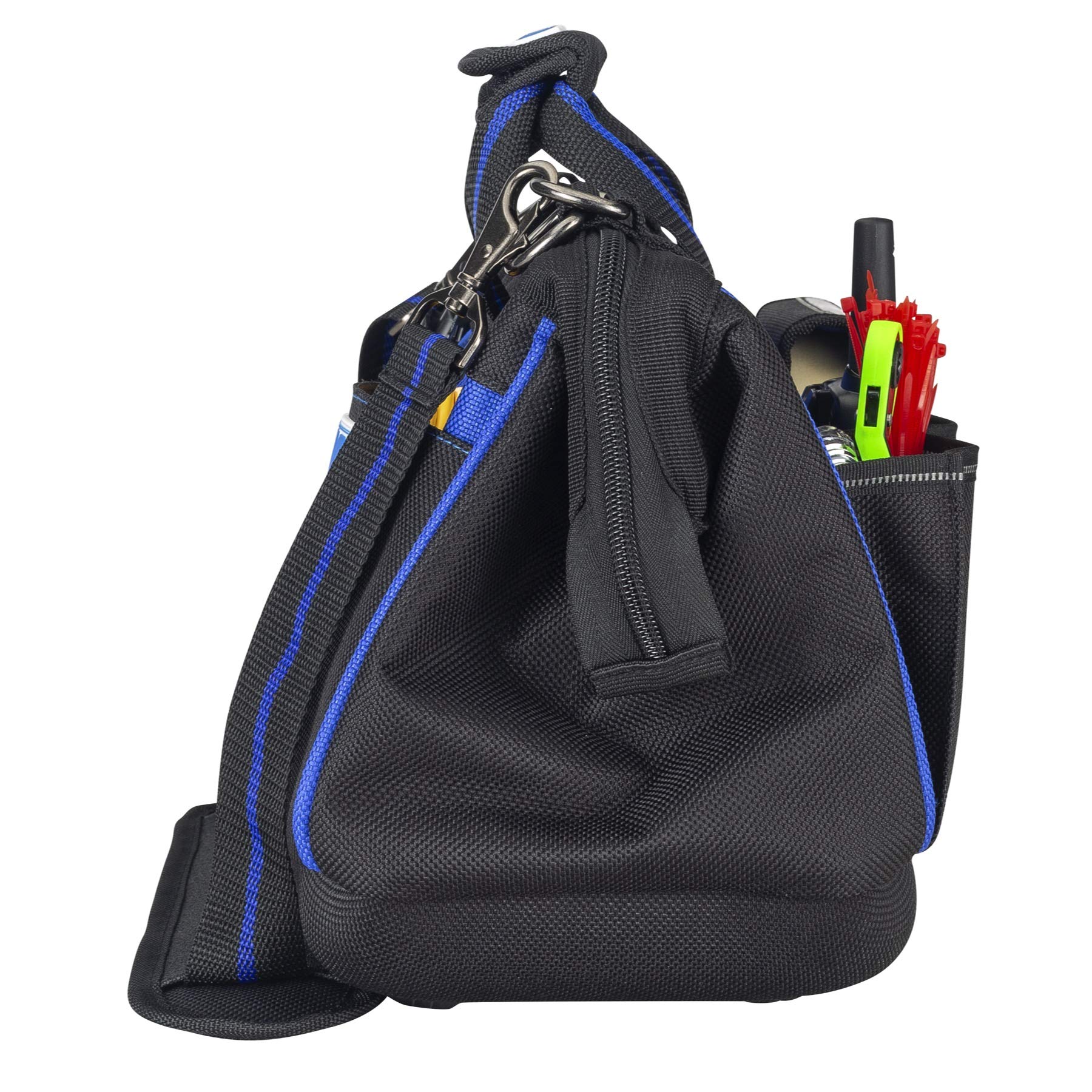 16 in. Vaughan Wide Mouth Tool Bag 9 Pocket 10 Tool Loops 1200D - 240157, Blue, 16-1/2 in. x 8-5/8 in. x 11-3/4 in.