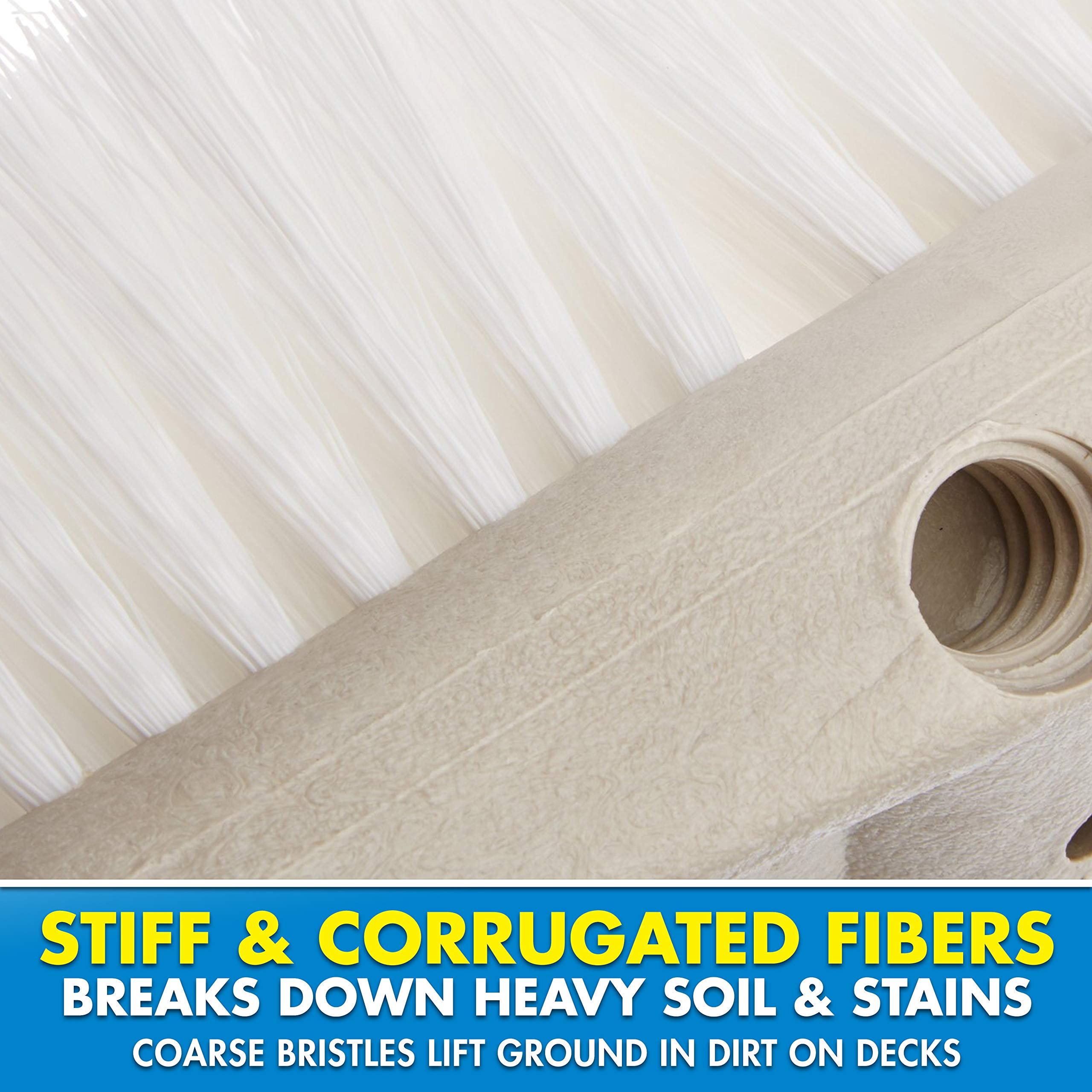 8" STAR BRITE Heavy Duty Cleaning Brush – Durable, High-Density Star Prene Fibers for Boat Decks, Docks & Tough Surfaces – Fits 3/4" Threaded or Extend-A-Brush Handles – Stiff Bristle, White (040010)