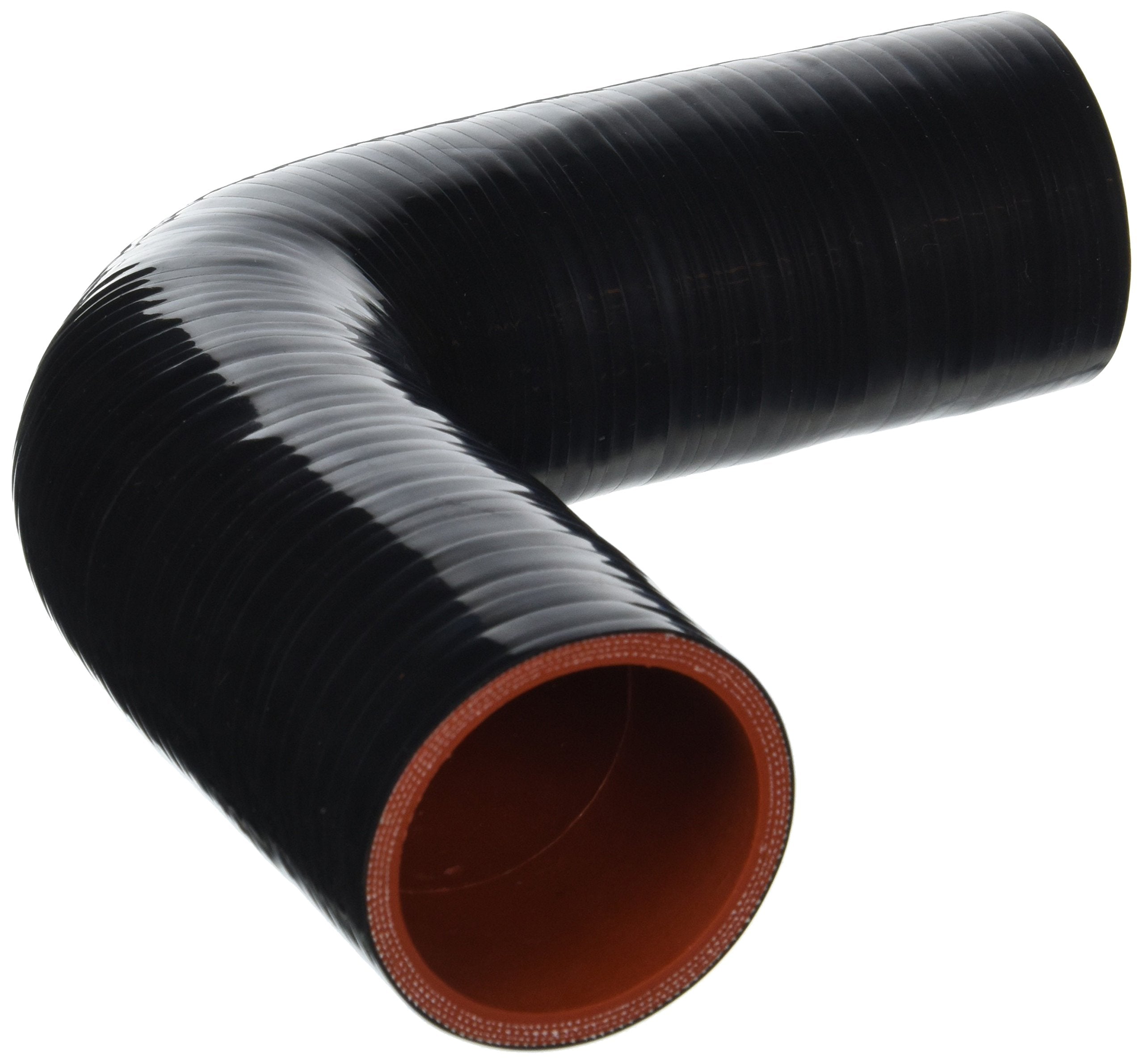 HPS Silicone High Temperature HTSEC90-212-BLK 4-ply Reinforced 90 degree Elbow Coupler Hose, 55 PSI Maximum Pressure, 3.5" Leg Length on each side, 2-1/8" ID, Black