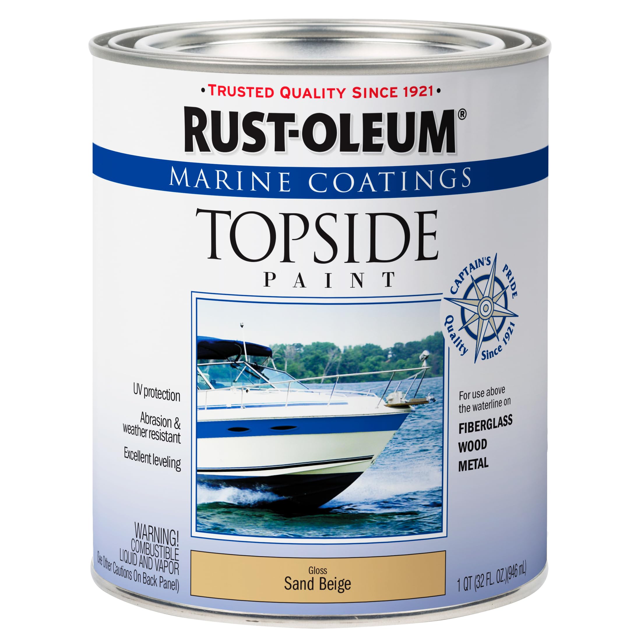 Marine Coatings Rust-Oleum Topside Paint, Quart, Sand Beige 32 Fl Oz (Pack of 1)