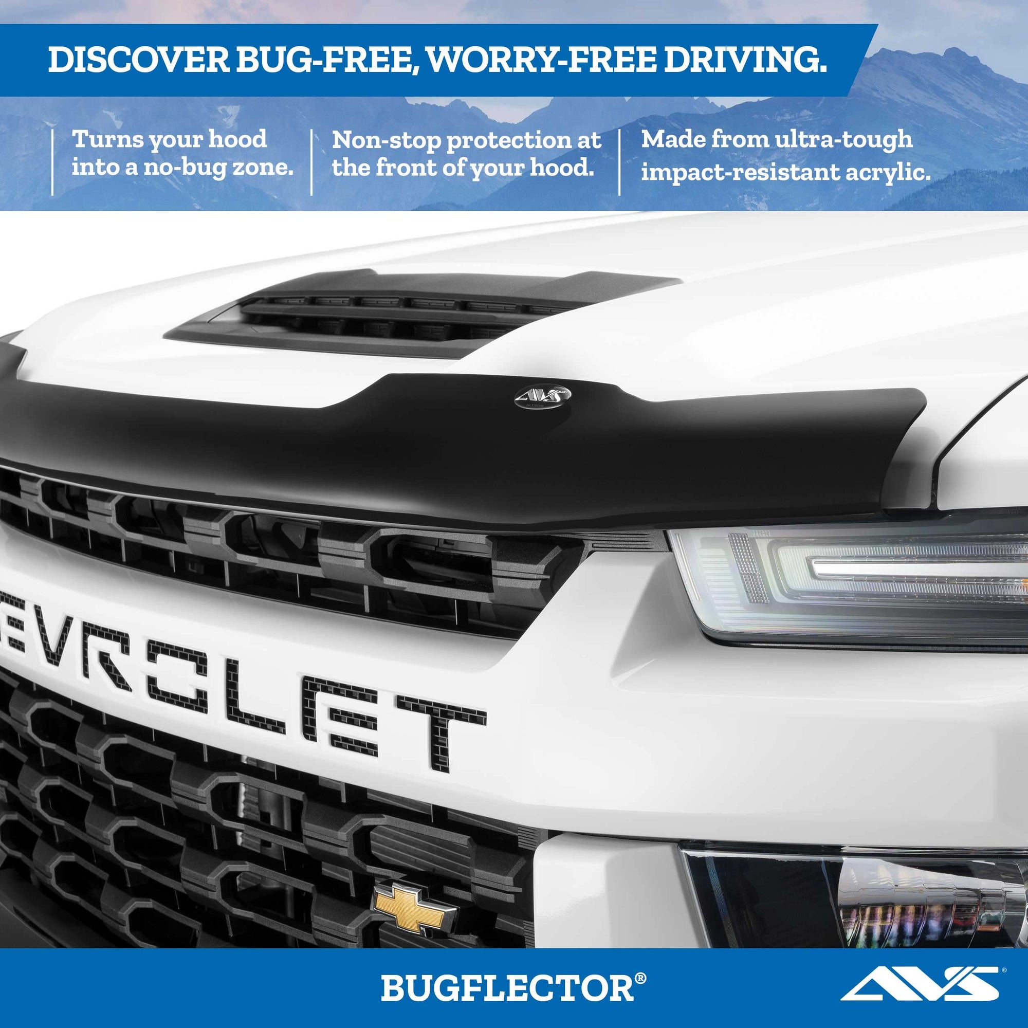 Bugflector Hood Shield Auto Ventshade [AVS] | 2017-2023 Chrysler Pacifica, High Profile, Smoke, 1 pc. | 23762
