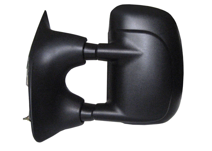 K Source Extendable Driver Side Towing Mirror for 2000-2005 E Series, 1999-2007 F Series, Textured Black, Manual, Adjustable, Dual Lens, Flat Mirror, Foldaway