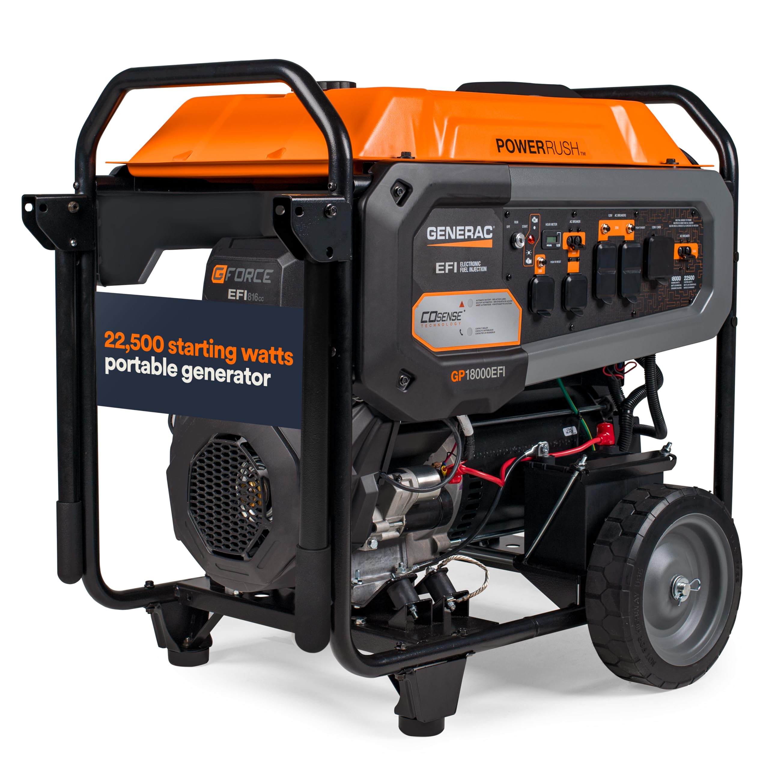 Portable Gas Generator Generac 22,500 Starting Watt - Electric Start - Home Backup or RV Ready - Heavy Duty Frame - Quiet, Long Runtime, Emergency Power - 49-State Compliant