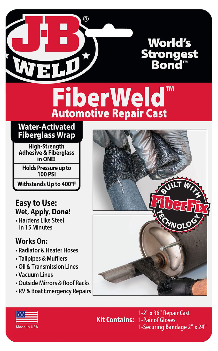 FiberWeld J-B Weld 38237 2 in. W x 36 in. L Automotive Repair Cast Kit, Black