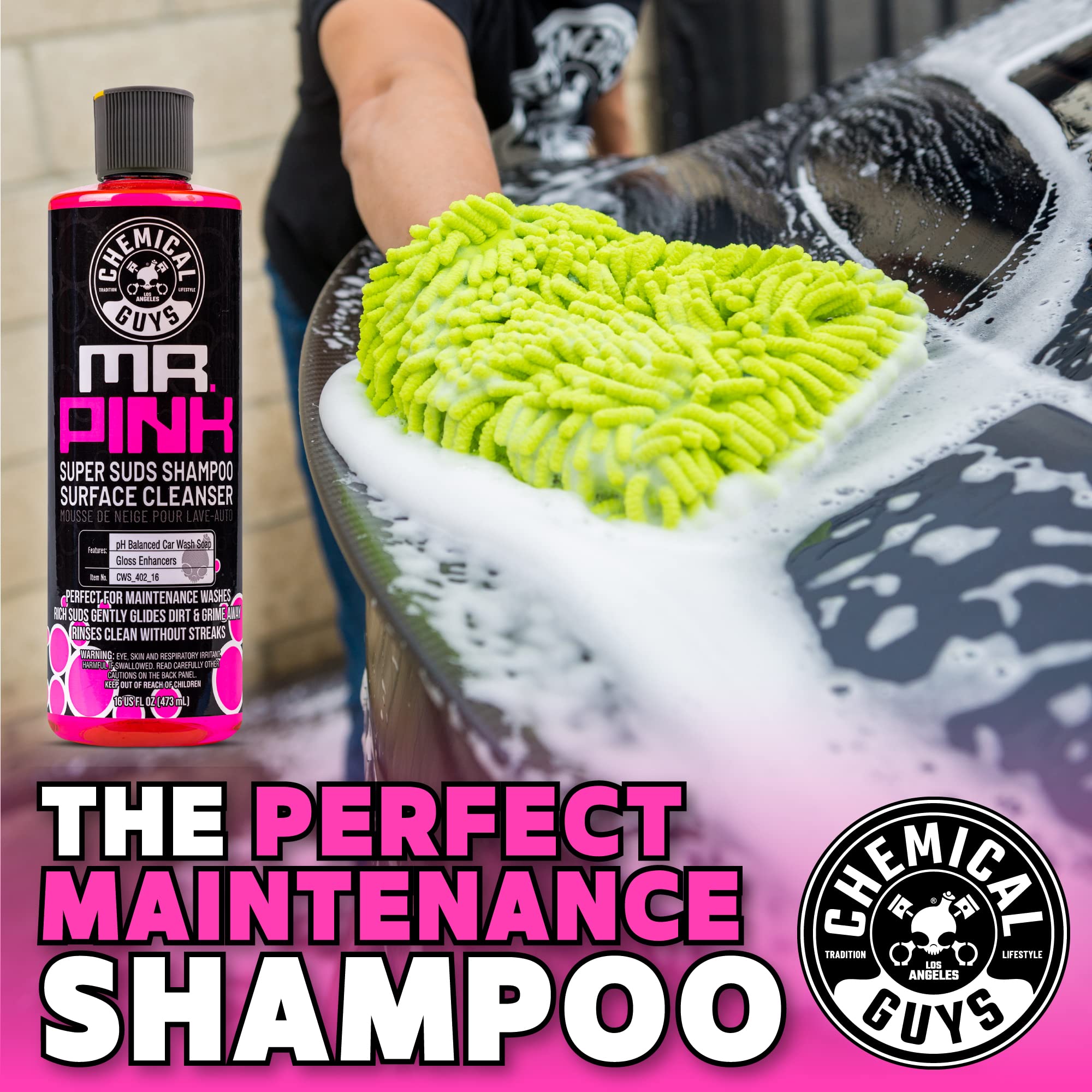 Chemical Guys Car Wash Soap Mr. Pink - 64 oz Super Suds Foaming Soap for Cannon, Blaster, or Bucket Washing - pH Balanced, Safe on Wax, Sealant, Ceramic, and Clear Coat Finishes
