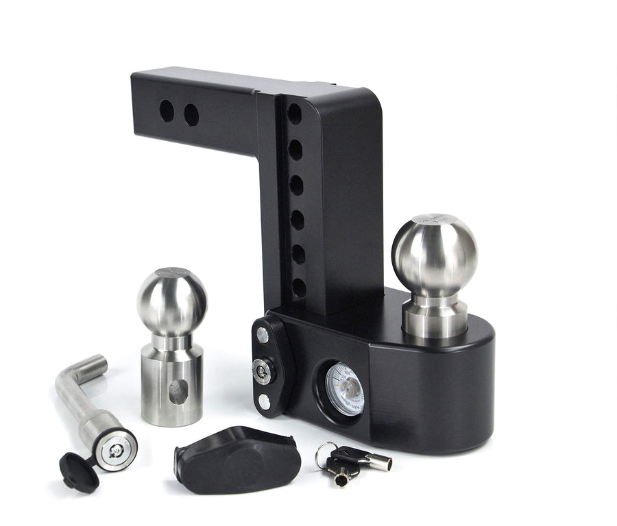 Weigh Safe 6" Drop Hitch WS62KACERBLA, 2" Receiver - Adjustable Aluminum Trailer Hitch Ball Mount w/Built-in Scale, 2 Stainless Steel Balls (2"&2-5/16") Keyed Alike Lock Hitch Pin Black CERAKOTE