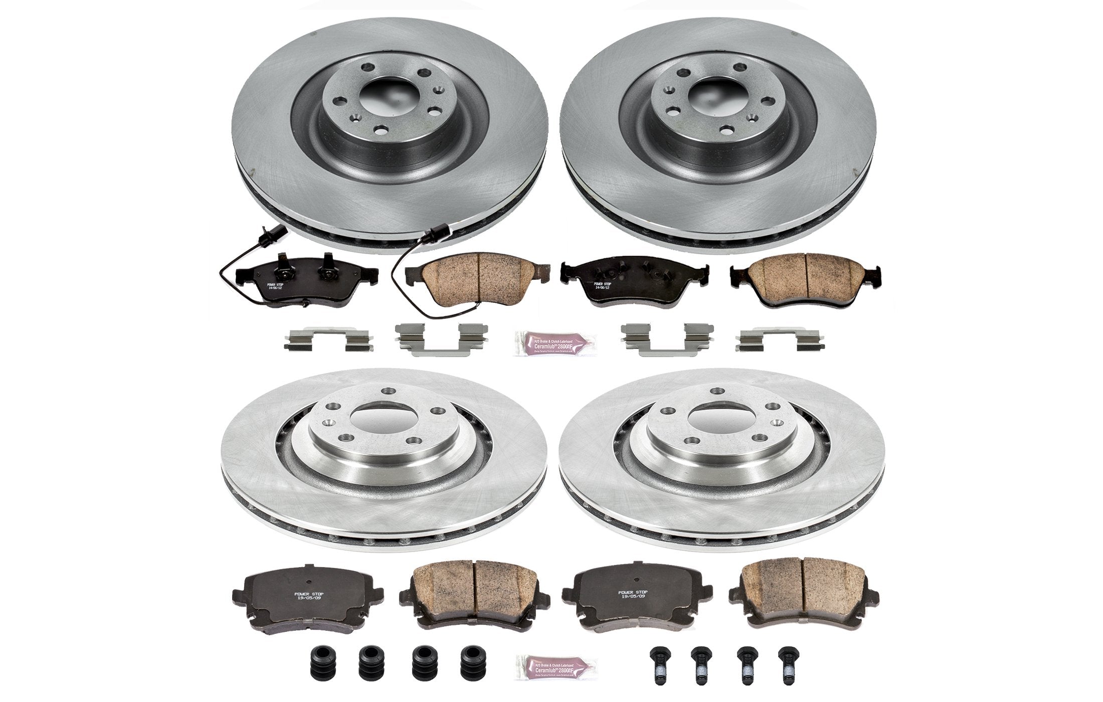 Power Stop Autospecialty KOE5746 Front and Rear Replacement Brake Kit-OE Brake Rotors & Ceramic Brake Pads