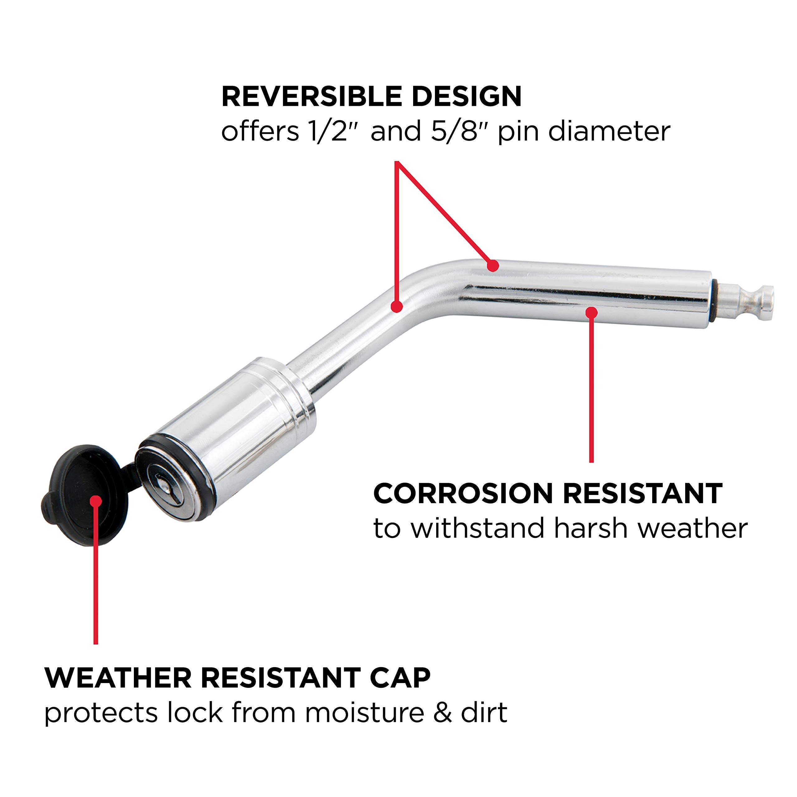 Coupler TOWSMART Anti-Theft Lock Kit, 1/2 in. and 5/8 in. Diameter Pin, Fits 1-1/4 in. and 2 in. receivers