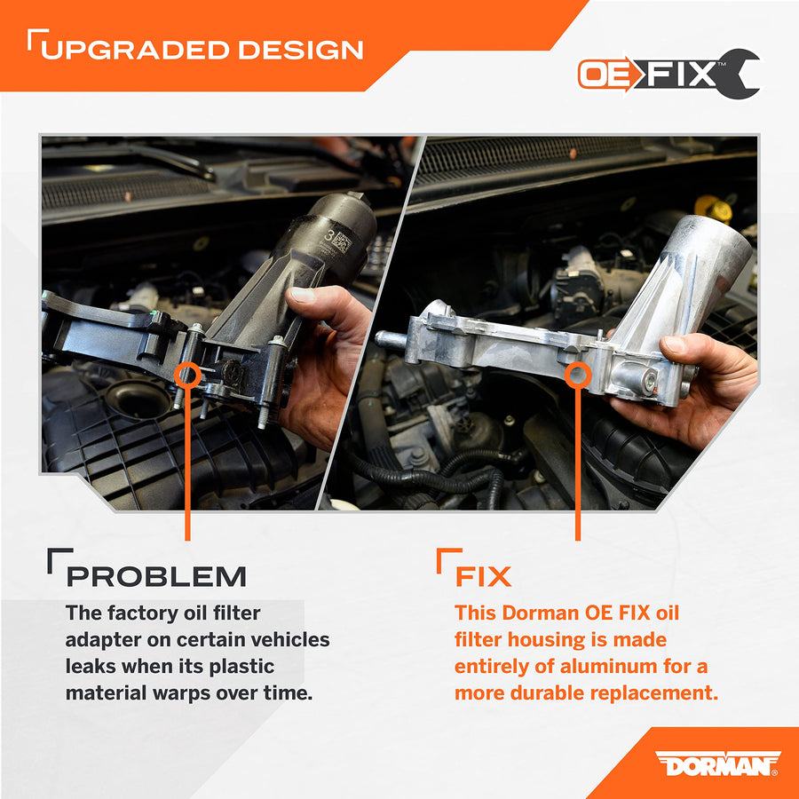 Dorman Patented 926-959 Upgraded Aluminum Engine Oil Filter Housing with Oil Cooler and Filter Compatible with Select Models (OE FIX)