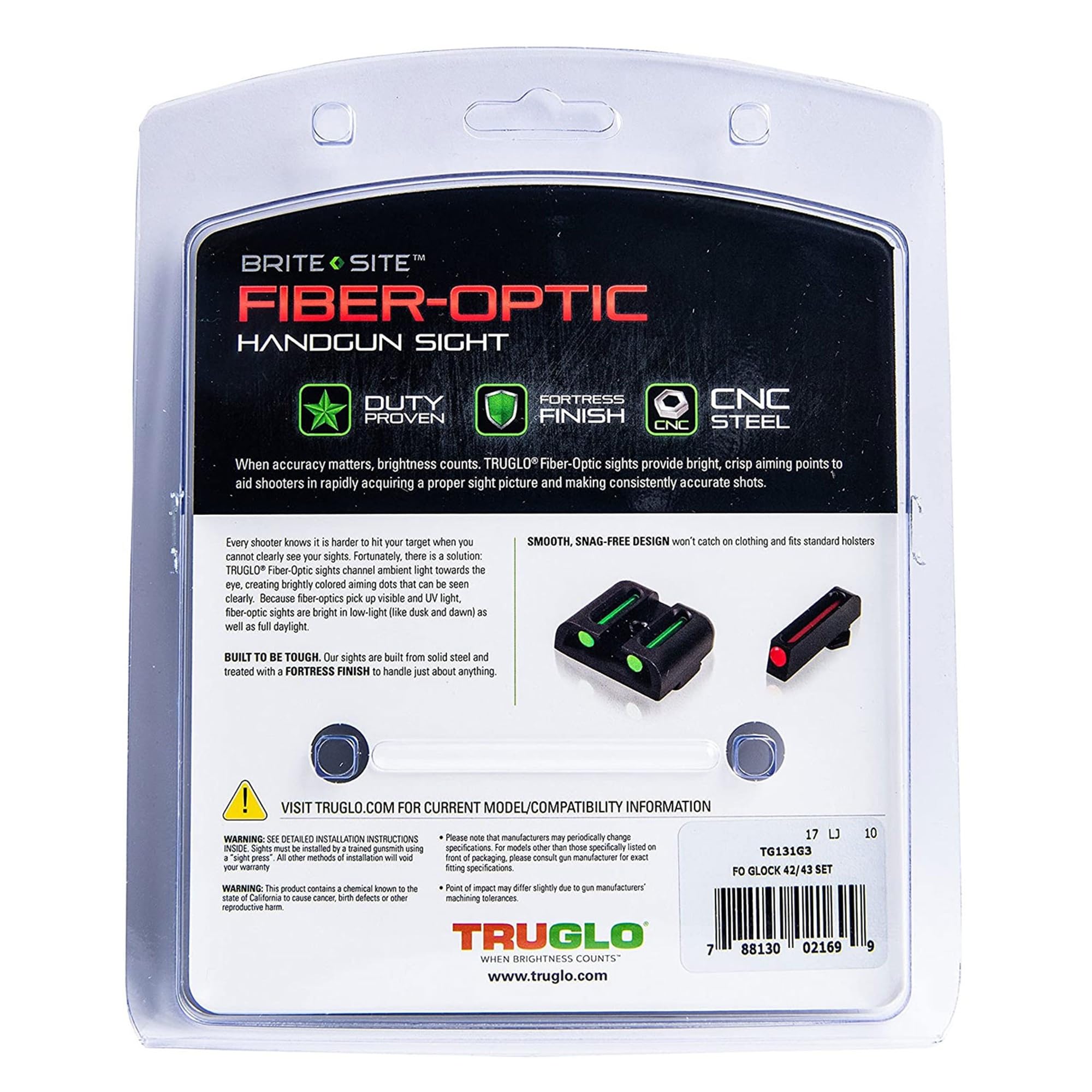 TruGlo Handgun Fiber Optic Pistol Laser Sight Accessories Fits Most Smith and Wesson M&P, SD9 and SD40 Models, with TRIDOT Aiming System