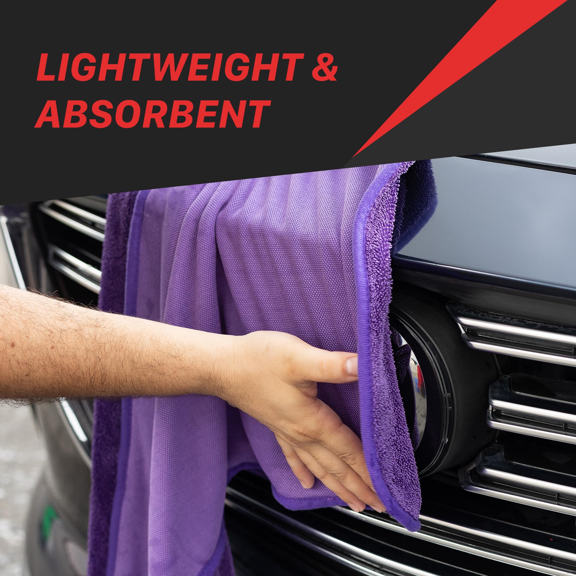 Maxshine 3-Piece Universal Purple Microfiber Drying Towels (24” x 36”, 600GSM) | Single Twisted Loop Plush Towels | Ultra-Absorbent Streak-Free Cloths for Car Wash, Drying & Auto Detailing