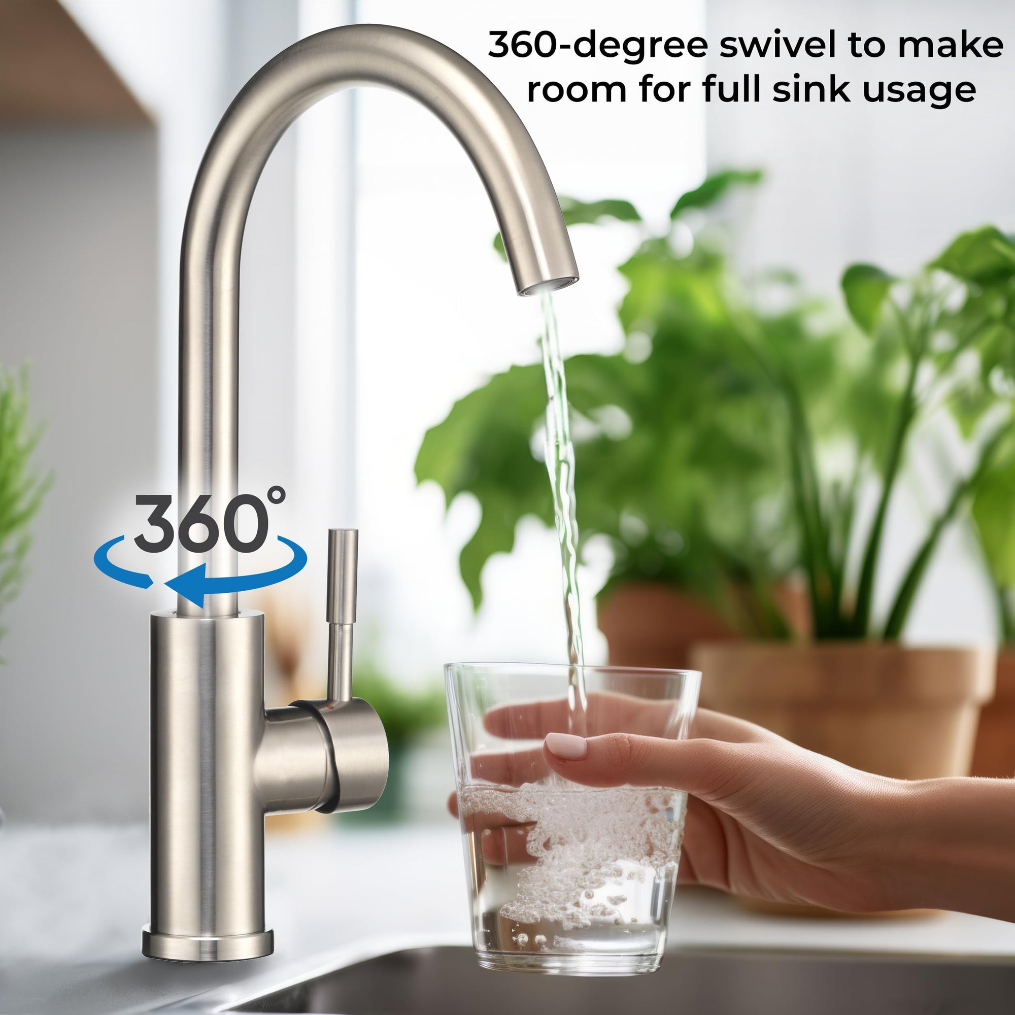 Dura Faucet Gooseneck Streamline RV Kitchen Faucet - Brushed Satin Nickel