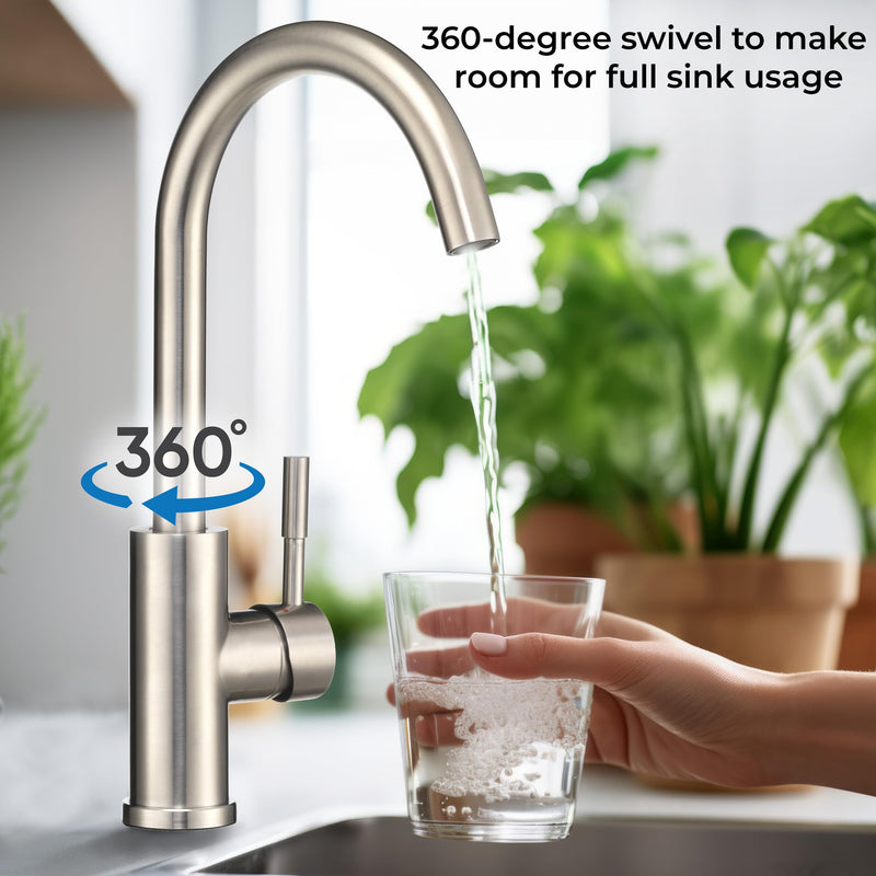 Dura Faucet Gooseneck Streamline RV Kitchen Faucet - Brushed Satin Nickel