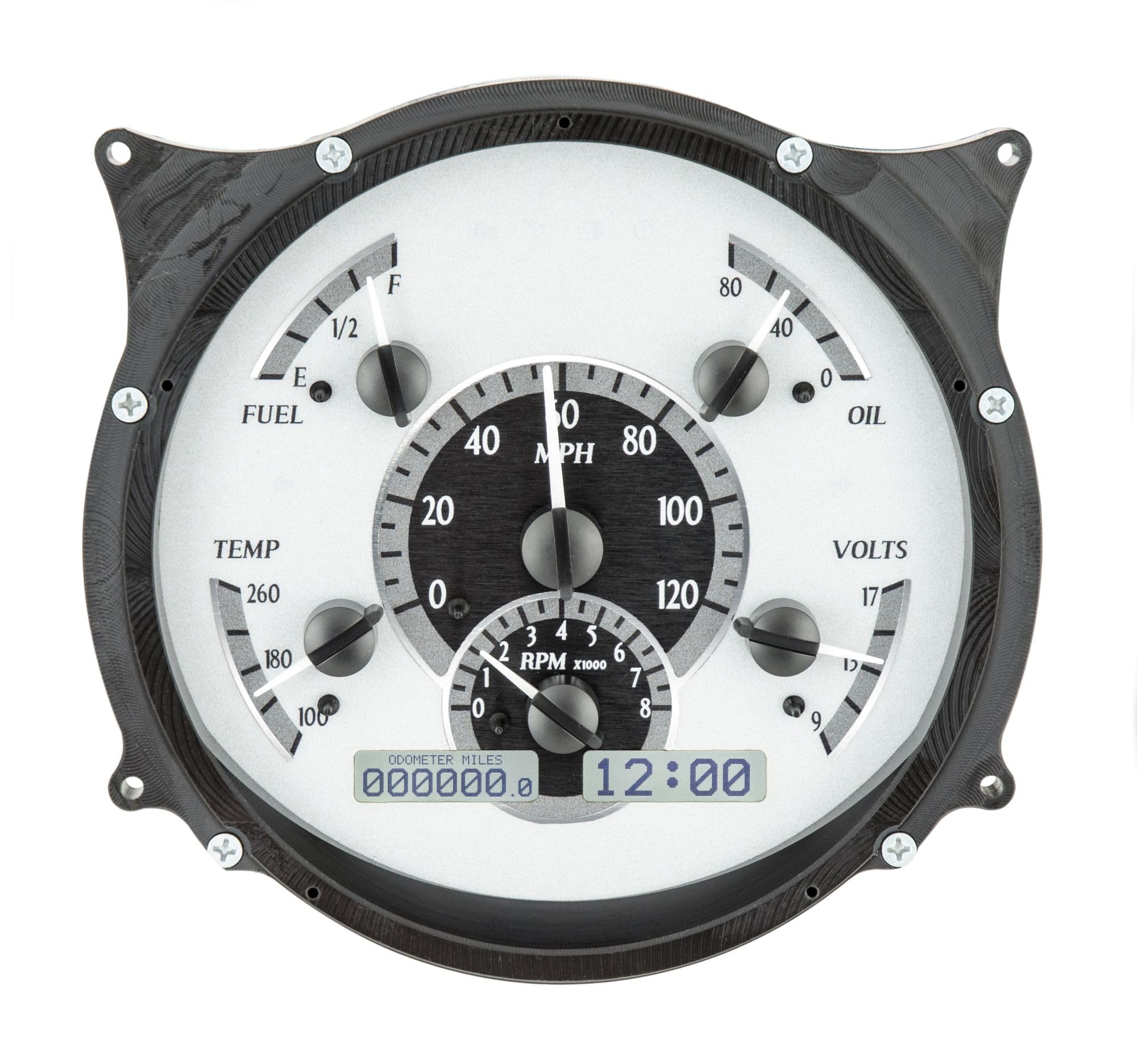 Dakota Digital VHX-61F-PU-S-W Dash Gauge System Compatible with 1961-66 Ford Pickup Truck Silver Alloy White Backlighting