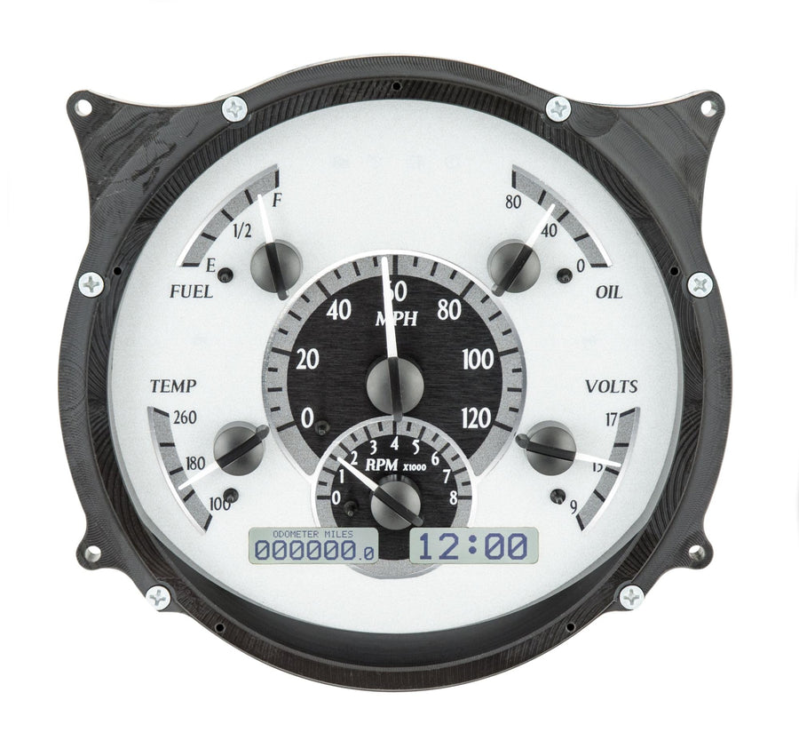 Dakota Digital VHX-61F-PU-S-W Dash Gauge System Compatible with 1961-66 Ford Pickup Truck Silver Alloy White Backlighting