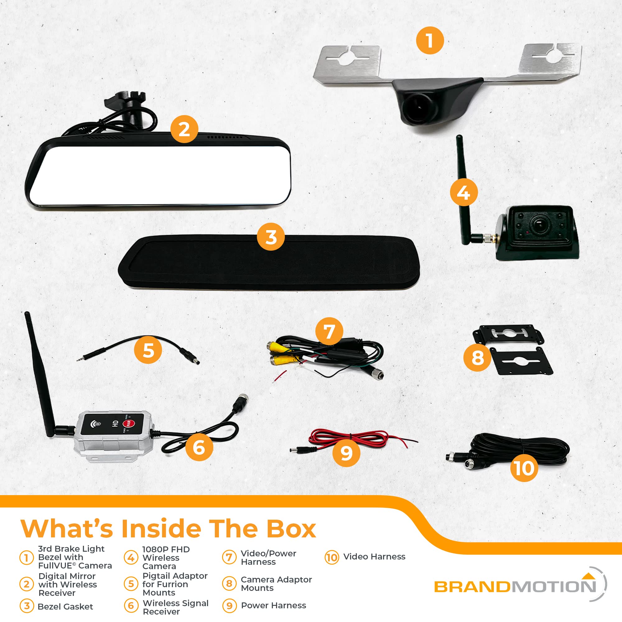 Wireless Transparent Trailer System Brandmotion w/ Dual Rear Cameras and Display Mirror Compatible with Chevrolet / GMC 1500 (2019-Current) and Heavy Duty (2020-Current) - Digital Mirror