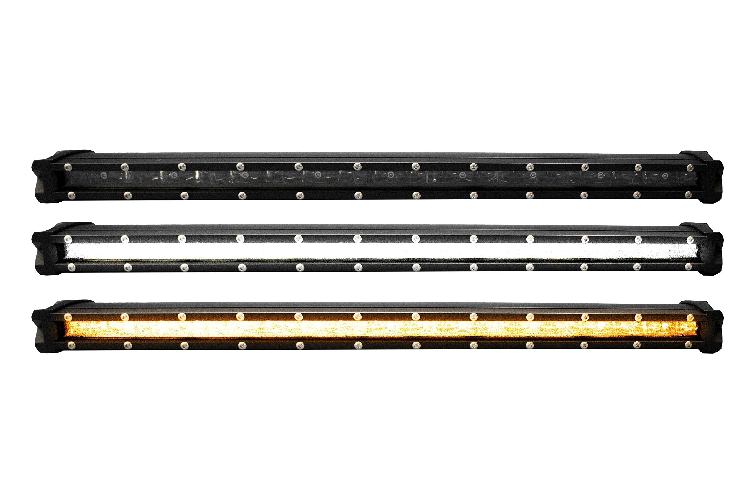 RACESPORT LT Race Sport Lighting RSLP14 5w LoPro Ultra Slim 14in LED Light Bar with Amber Marker - Running Light Function 60w - Includes Rocker Switch & Harness