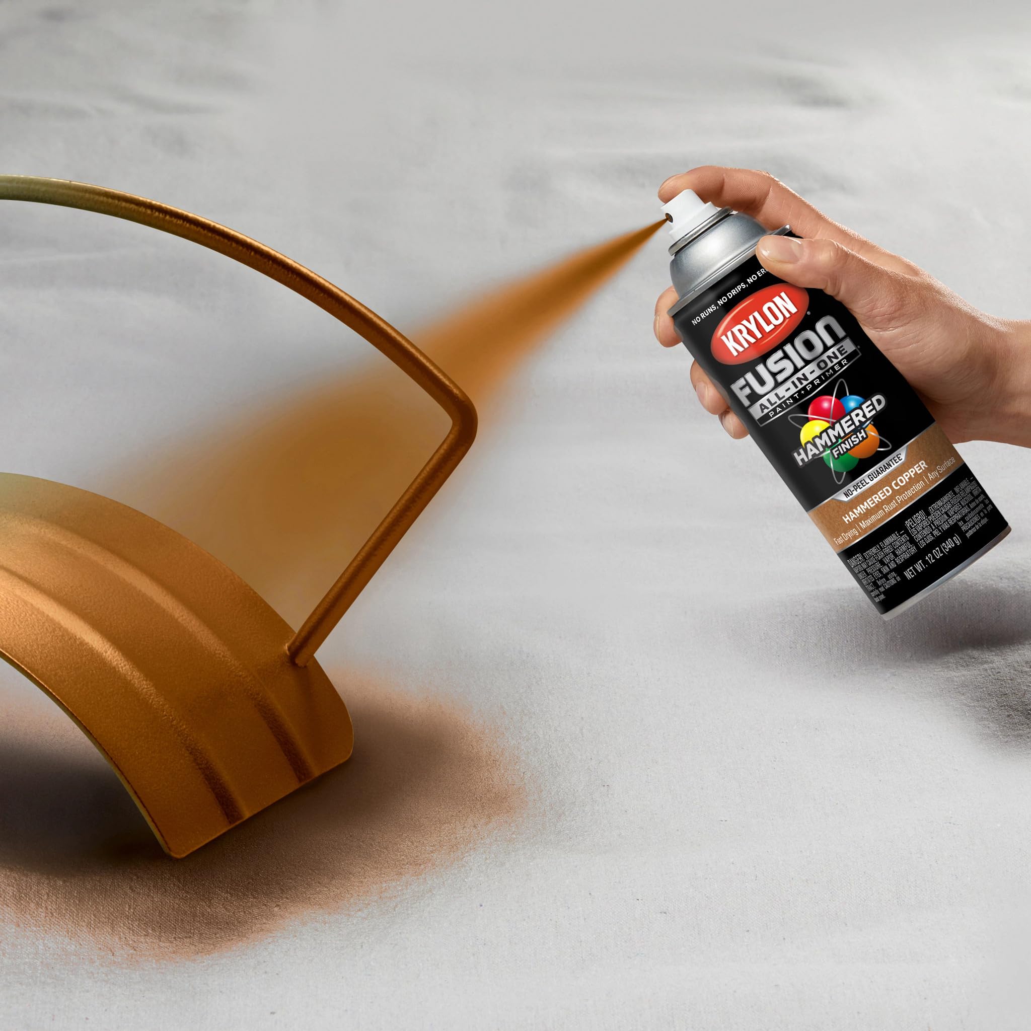 Krylon All-In-One Adhesive Hammered Finish Spray Paint for Indoor/Outdoor Use, 12 oz, Copper