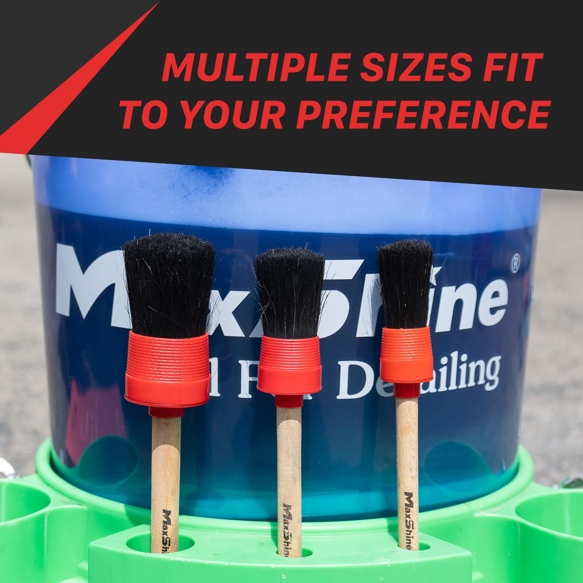 3-Piece Maxshine Detailing Brushes Set, Brown | Sizes: 8.7", 9", 9.2" | Scratch-Free Soft Bristles, Ergonomic Grip | Versatile Car Detailing for Interior & Exterior