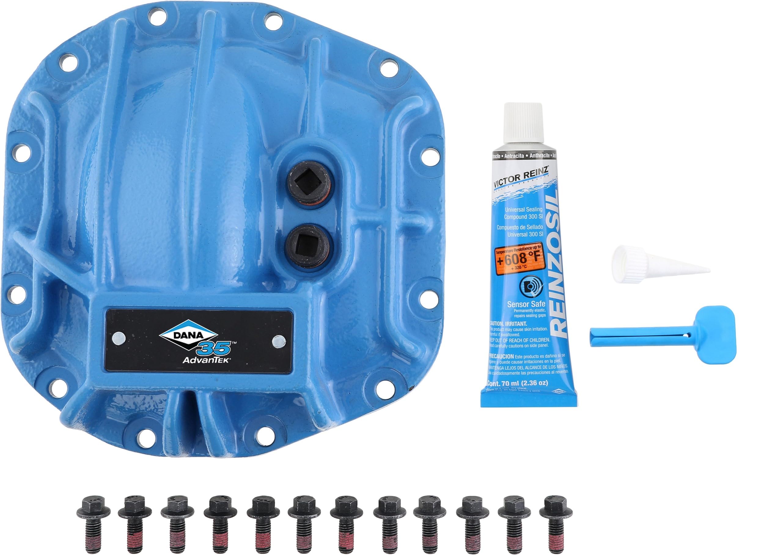 Spicer Nodular Iron 10053467 Rear Dana 35 and AdvanTEK Differential Cover Compatible with Select Wrangler JL - Blue