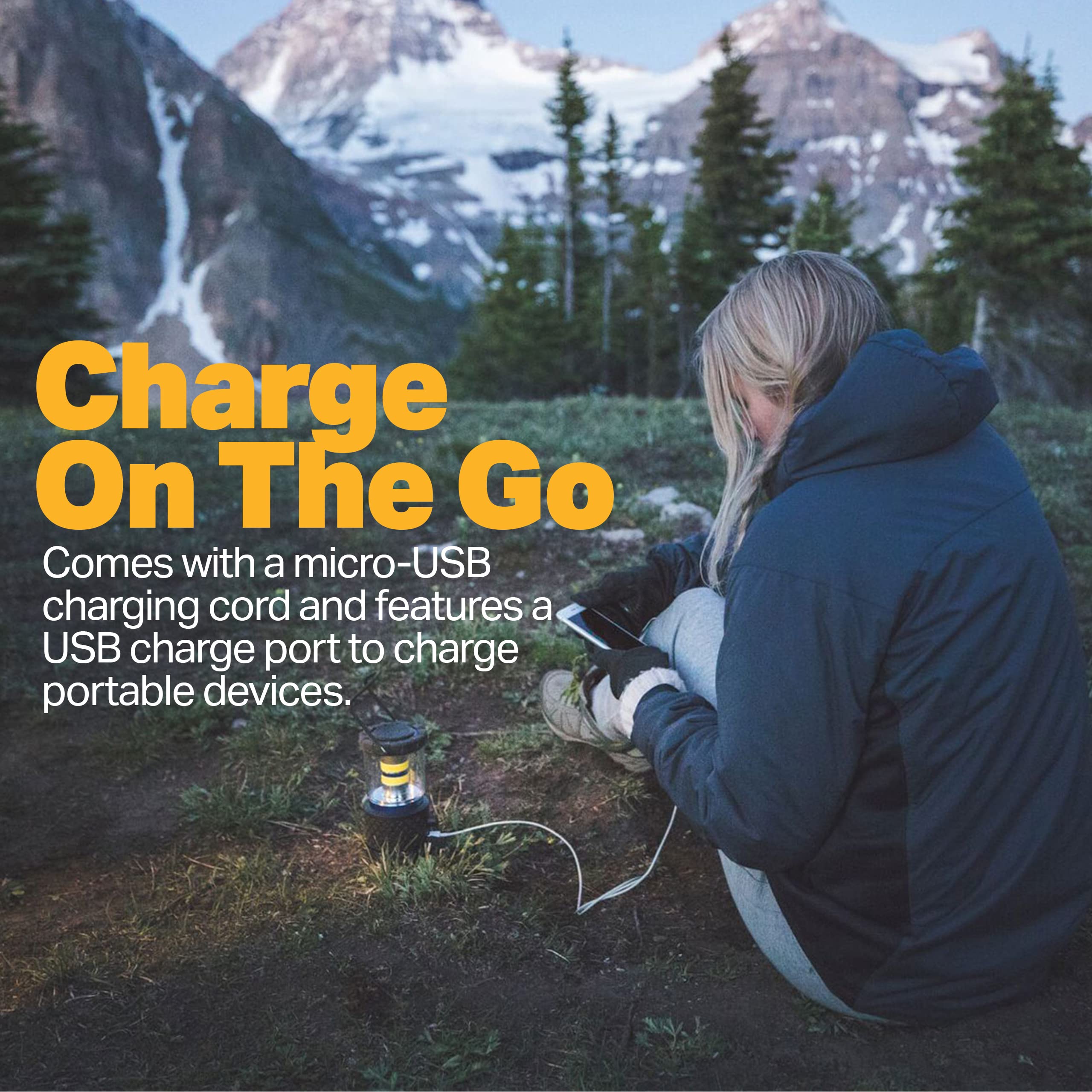 Dual-Power LUXPRO Rechargeable 1100 Lumen LED Lantern for Up to 150 Hours of Use - Camping Lantern with Built-in Power Bank - Dimmable LED Light with IPX4 Water-Resistant Rating