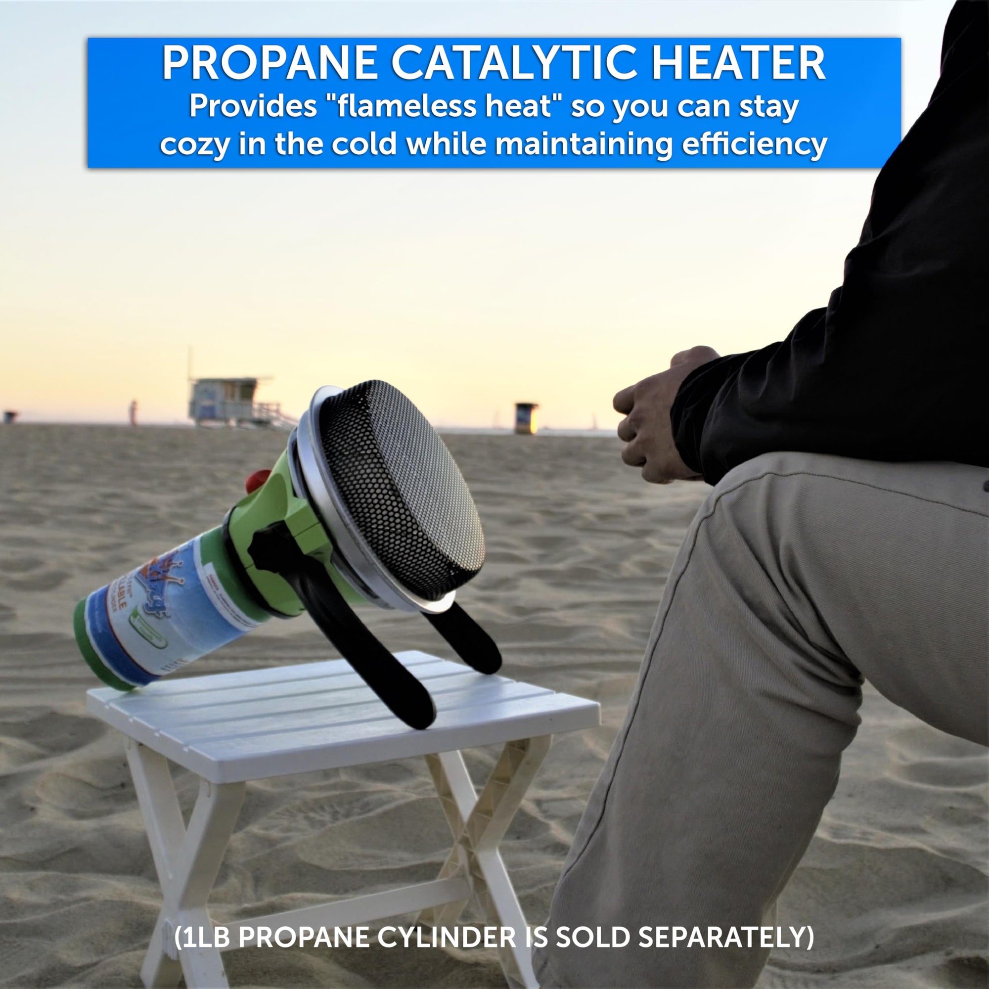 Portable Flame King Propane Gas Outdoor Heater with Piezo Electric Start for Camping, Garage, Ice Fishing, Patio, and Tabletop Green Small
