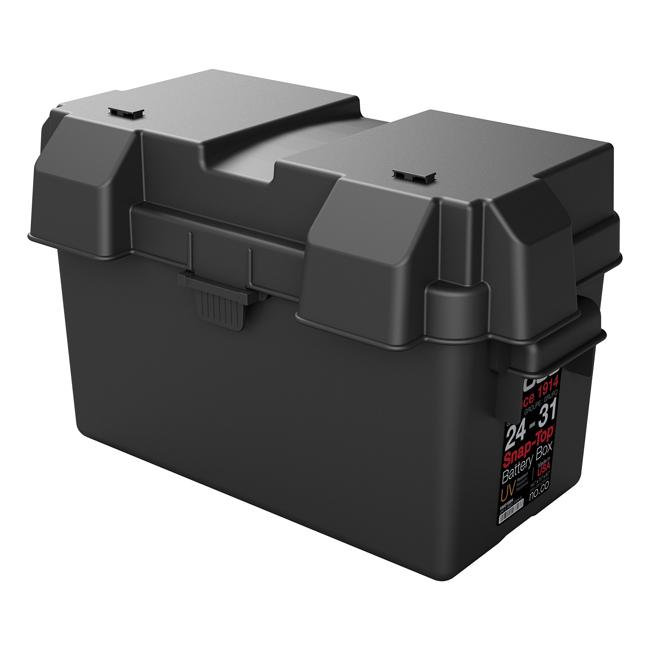 NOCO HM318BKS Snap-Top Battery Box, Group 24-31 12V Outdoor Waterproof Battery Box for Marine, Automotive, RV, Boat, Camper and Travel Trailer Batteries