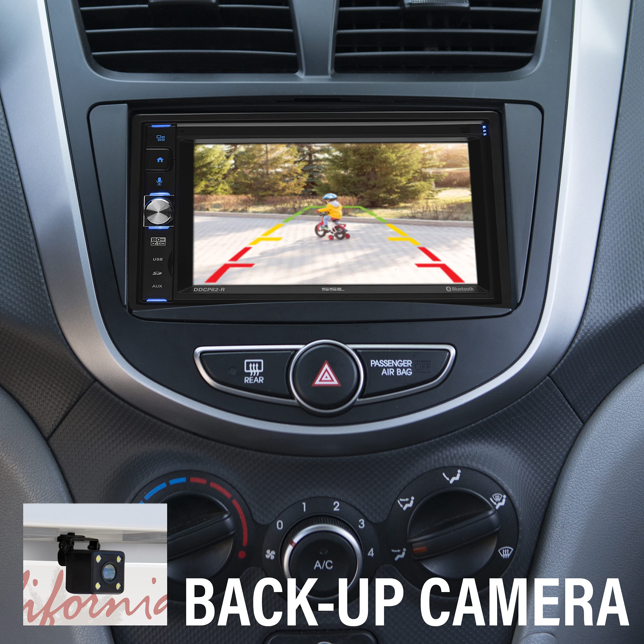 Apple CarPlay Sound Storm Laboratories DDCP62-R Car Multimedia Player - Double-Din, 6.2 Inch Capacitive Touchscreen, Bluetooth, USB, SD, Aux AV in, No CD DVD, AM/FM, Backup Camera Included