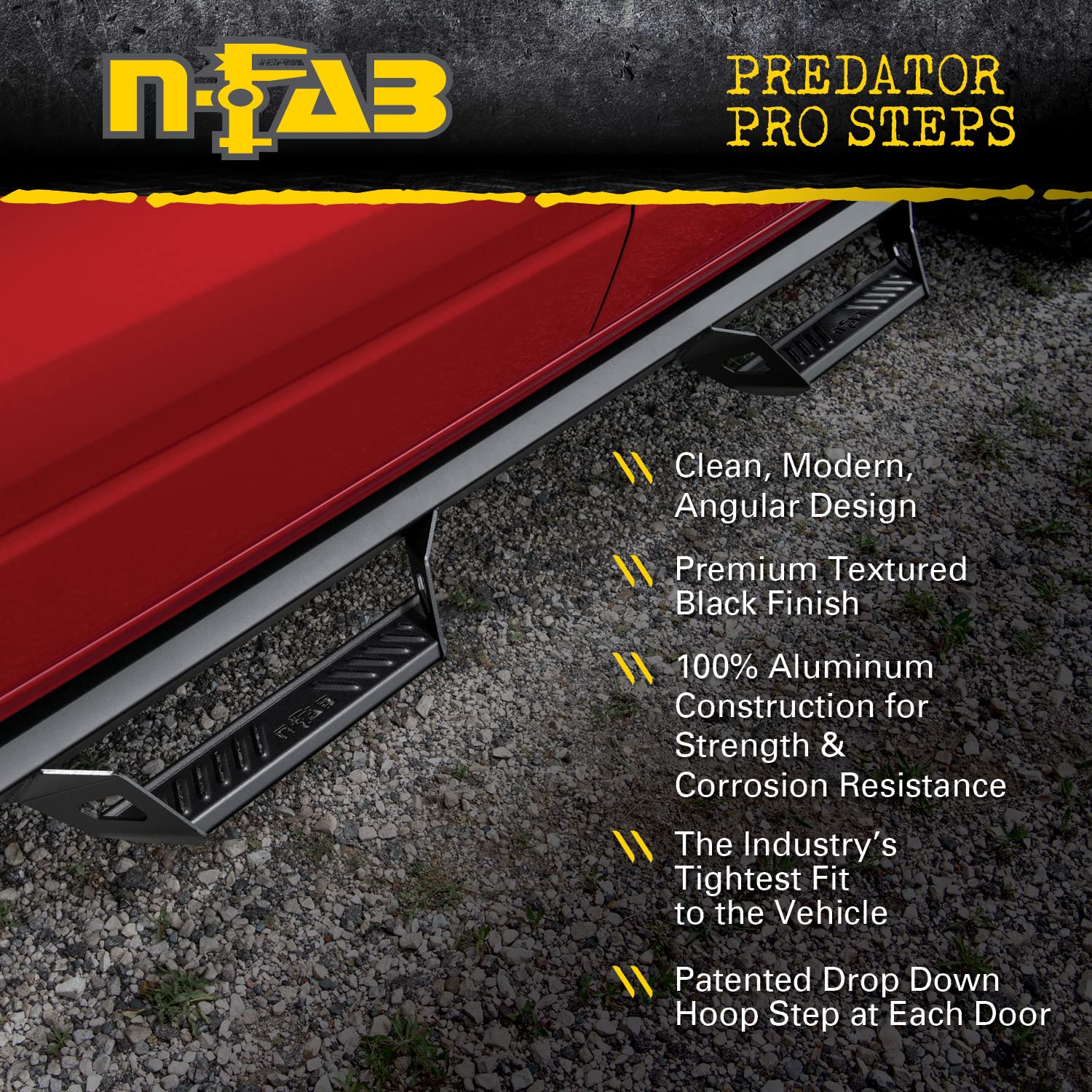N-Fab Predator Pro Steps | Cab Length, Textured Black | PRC1980CC-TX | Fits 2019-2022 Chevrolet/GMC 1500, 2020-2021 2500/3500 Next Generation Crew Cab All Beds, SRW/DRW Gas/Diesel